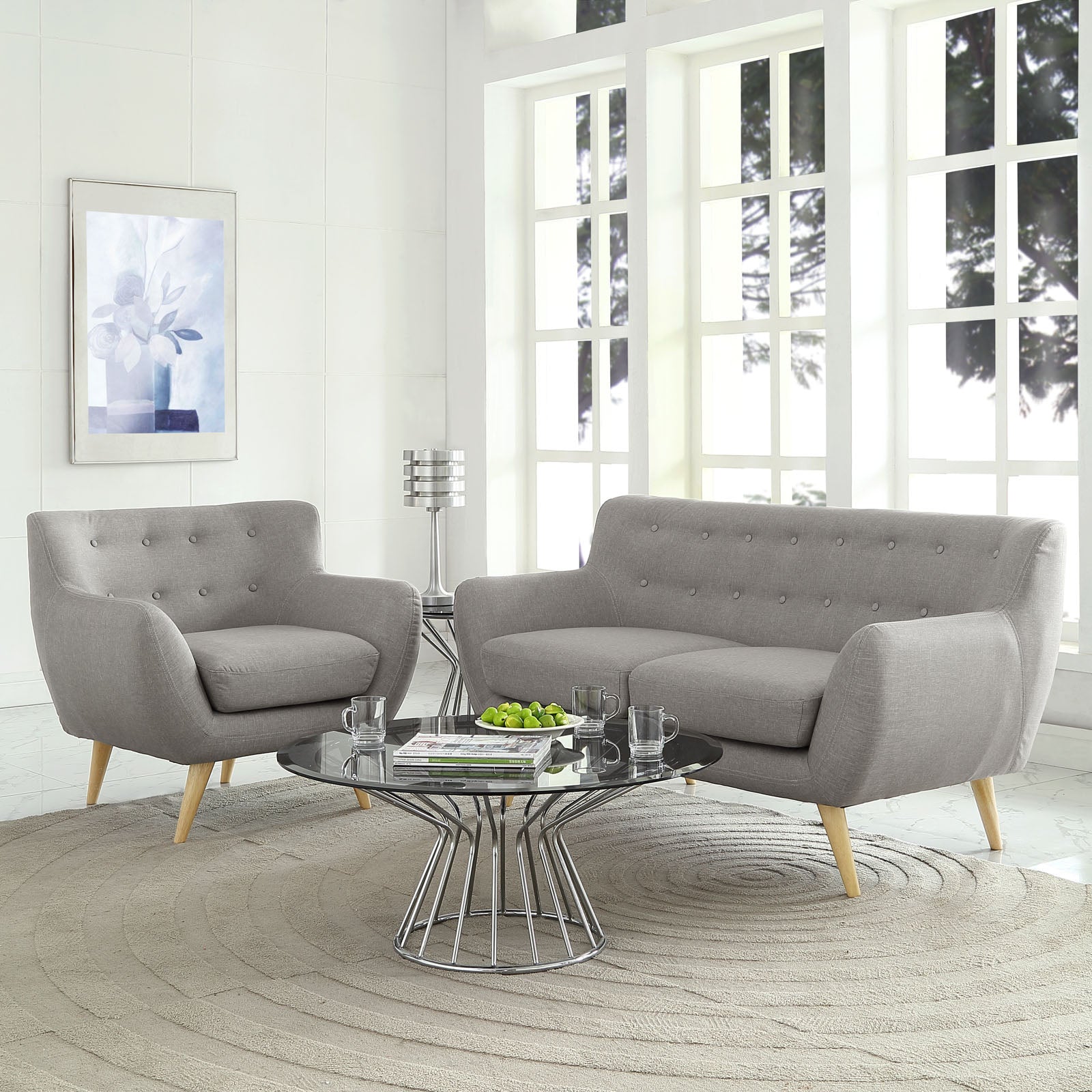 Modway Living Room Sets - Remark 2 Piece Living Room Set Light Gray Loveseat