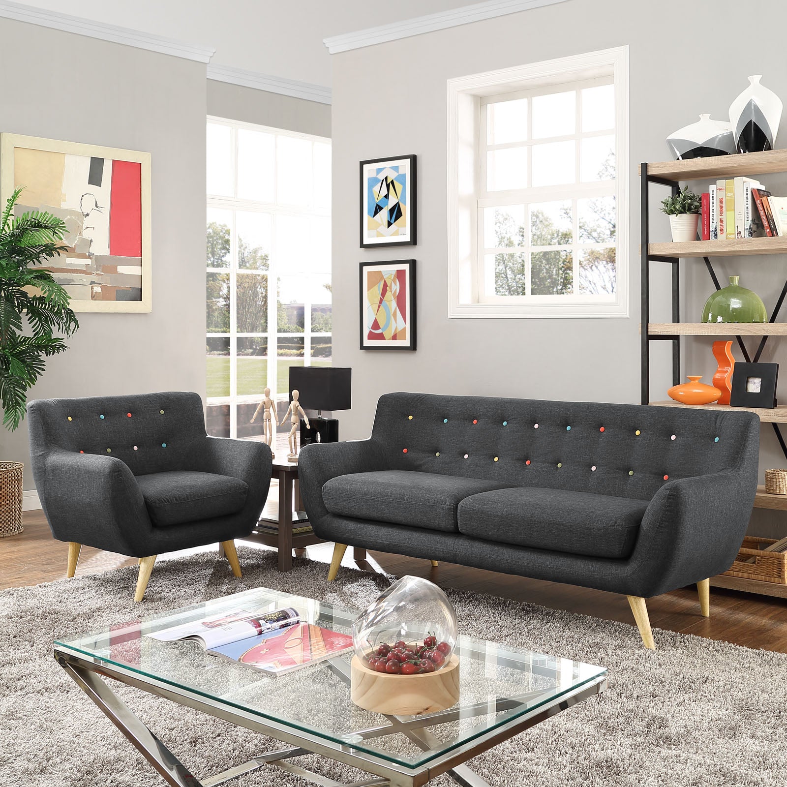 Modway Living Room Sets - Remark 2 Piece Living Room Set Gray