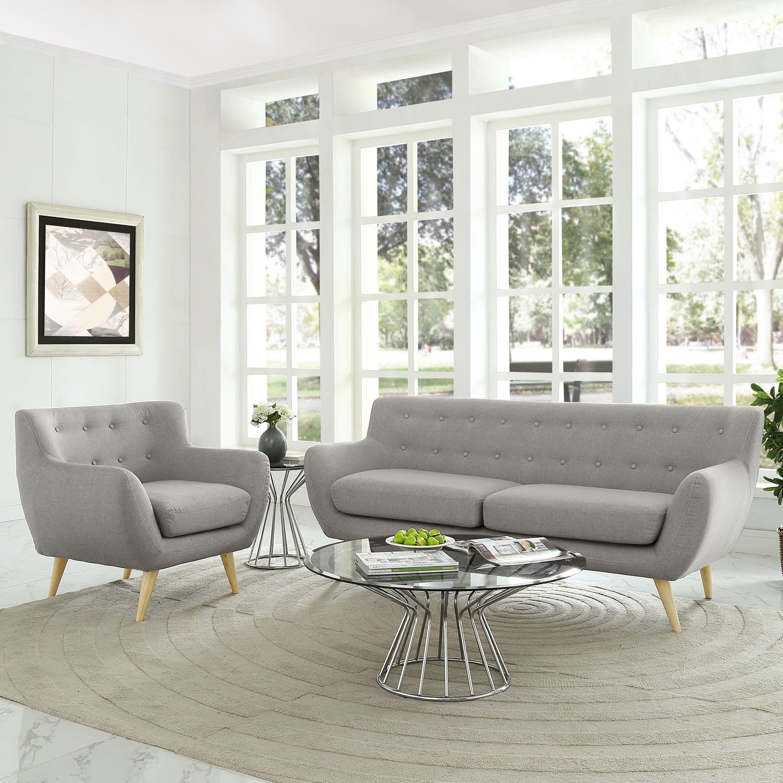 Modway Living Room Sets - Remark 2 Piece Living Room Set Light Gray Sofa