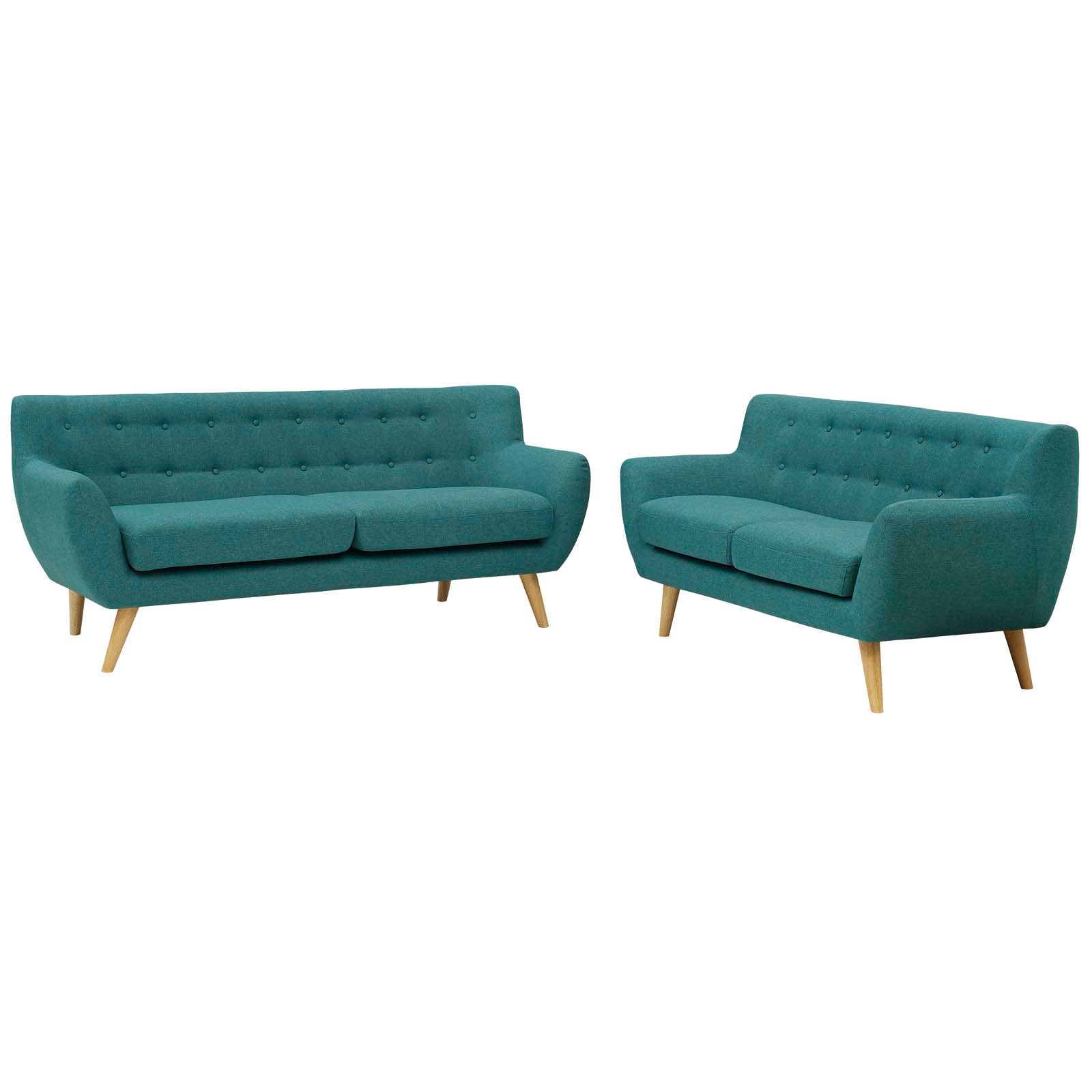 Modway Living Room Sets - 135.5" Remark 2 Piece Living Room Set Teal