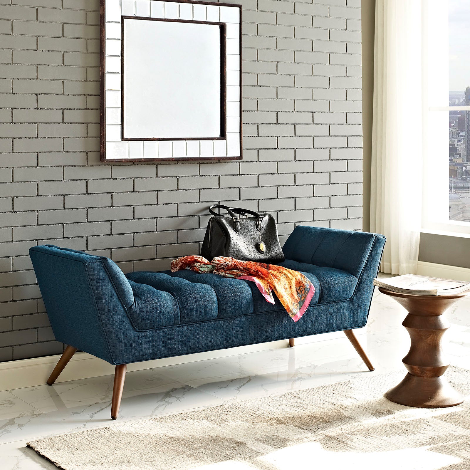 Modway Benches - Response Medium Upholstered Fabric Bench Azure