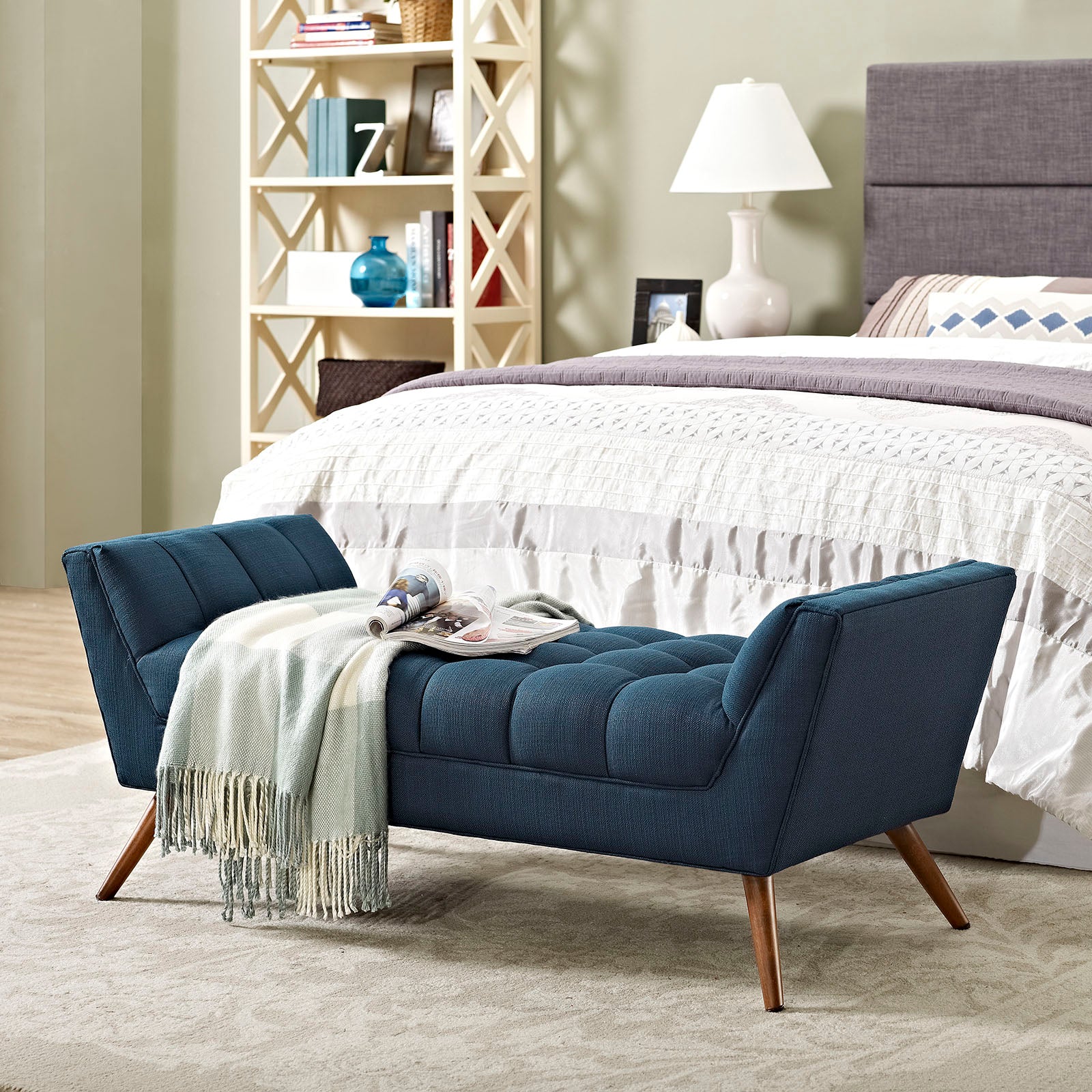 Modway Benches - Response Medium Upholstered Fabric Bench Azure