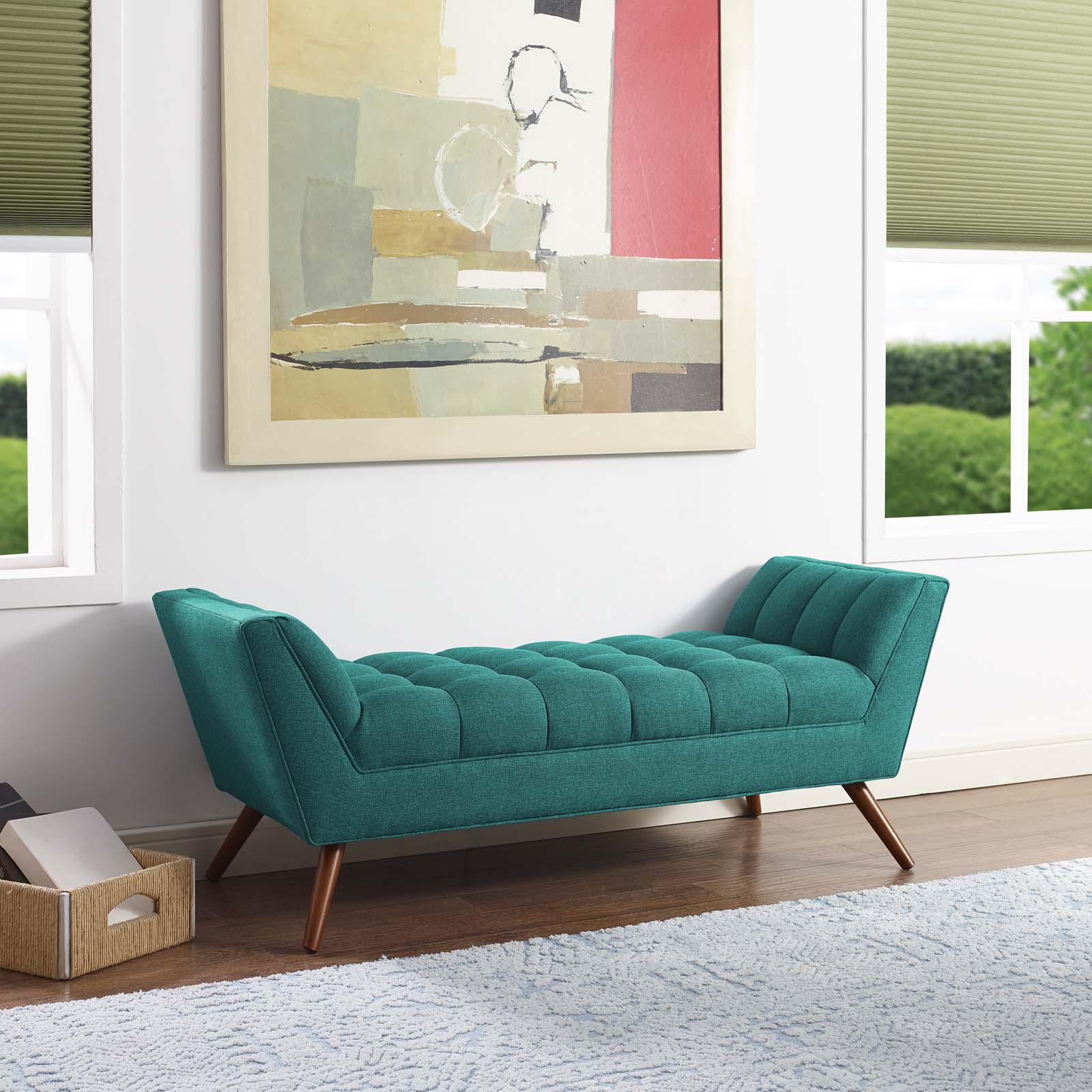 Modway Benches - Response Medium Upholstered Fabric Bench Teal