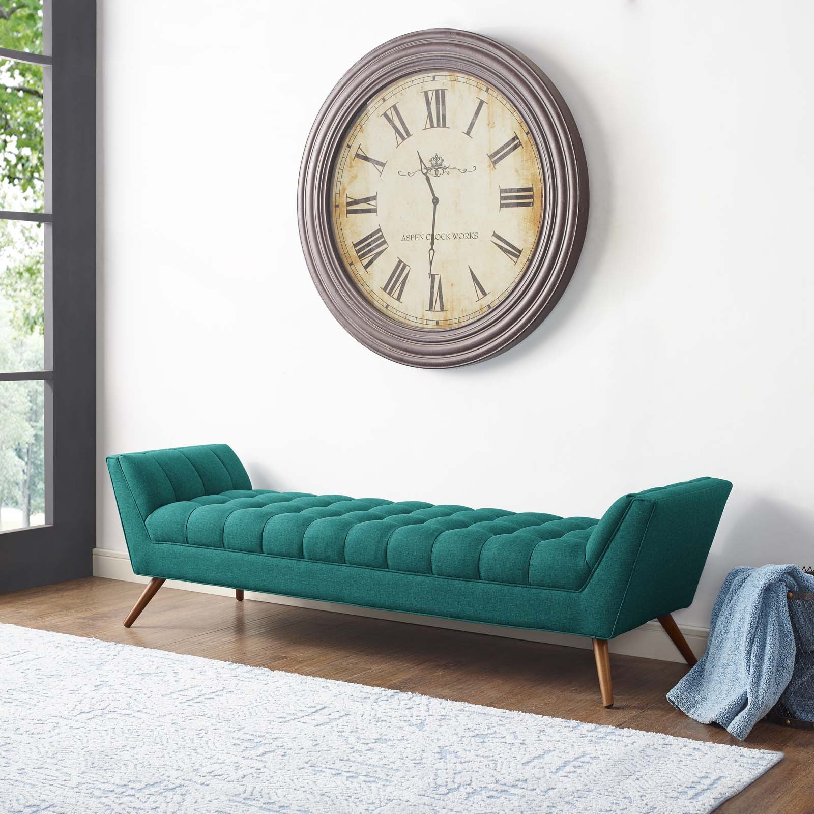 Modway Benches - Response Upholstered Fabric Bench Teal