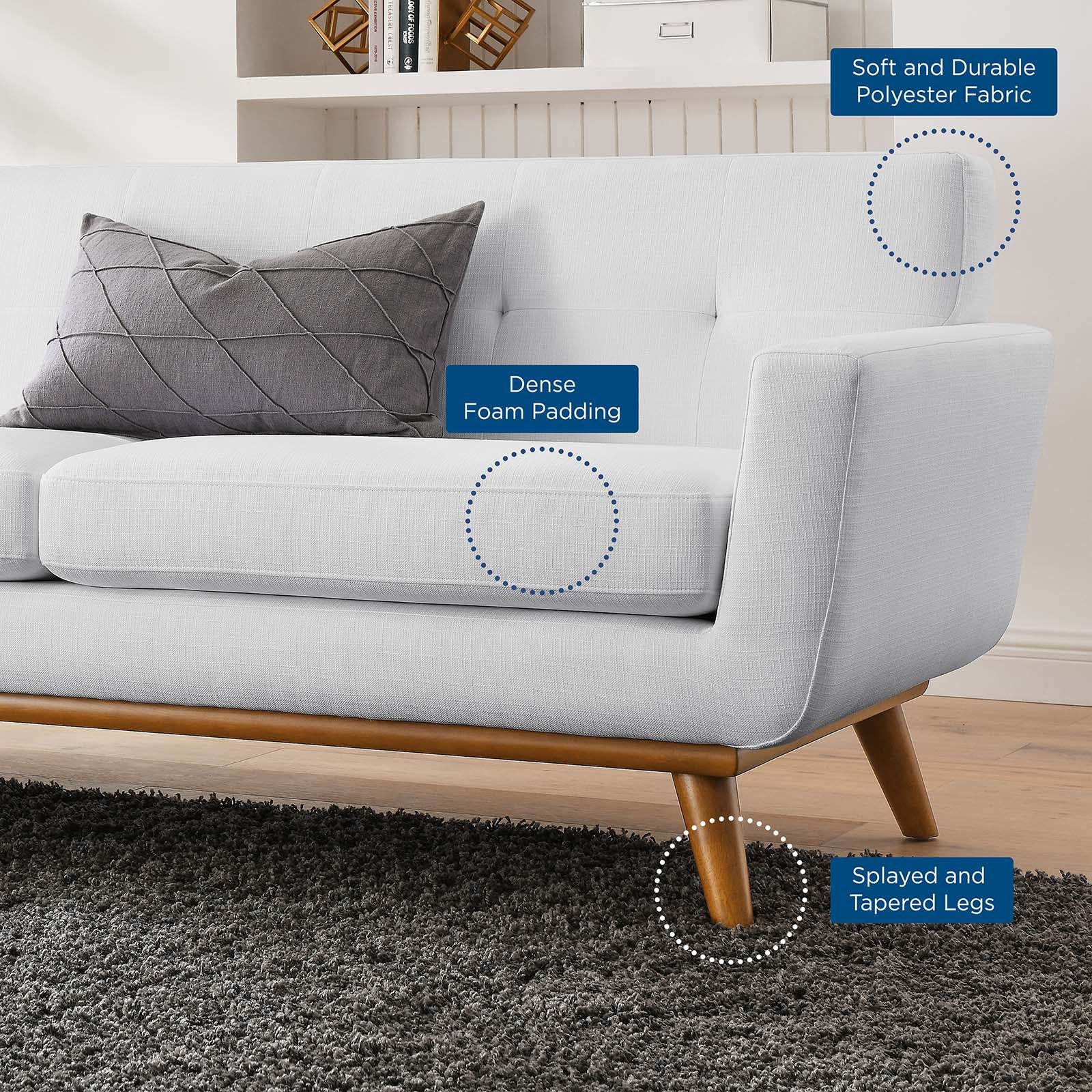 Modway Loveseats - Engage Right-Arm Upholstered Fabric Loveseat White