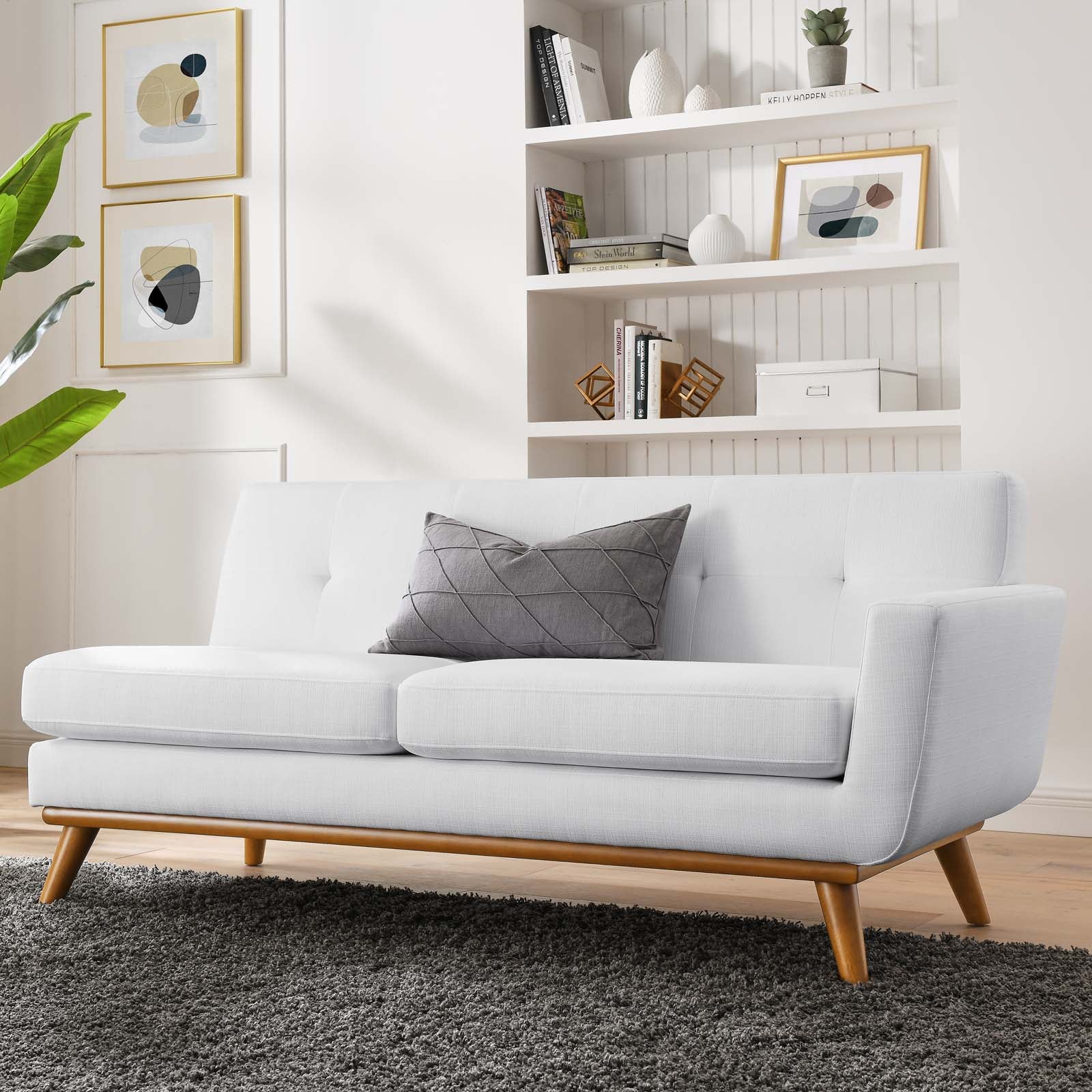 Modway Loveseats - Engage Right-Arm Upholstered Fabric Loveseat White