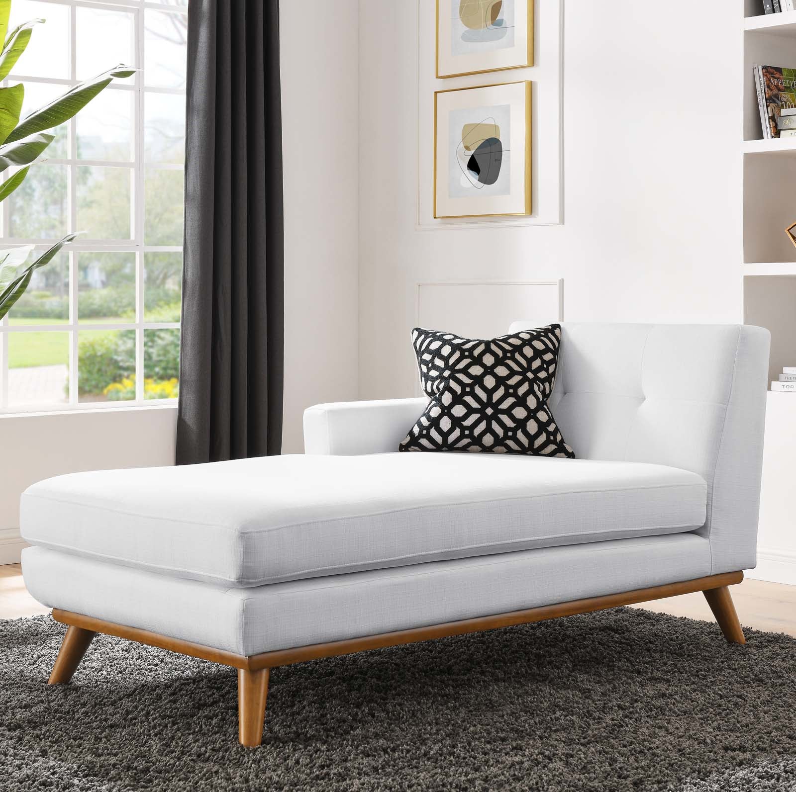 Modway Accent Chairs - Engage Left-Facing Upholstered Fabric Chaise White