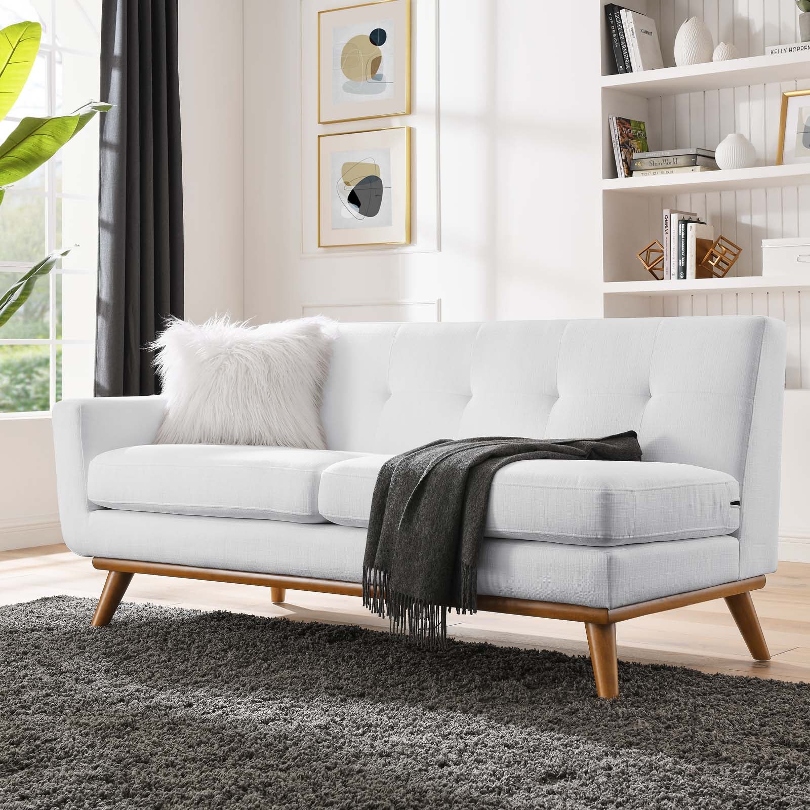 Modway Loveseats - Engage Left-Arm Upholstered Fabric Loveseat White