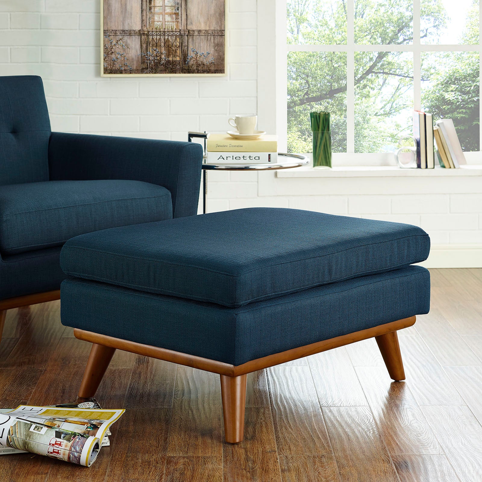 Modway Ottomans & Stools - Engage Upholstered Fabric Ottoman Azure