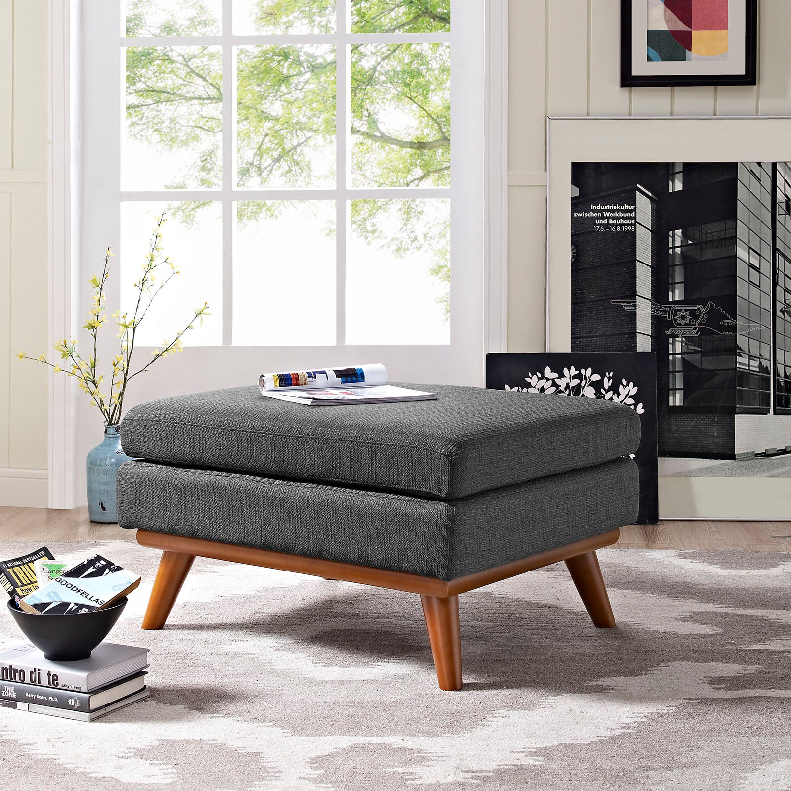 Modway Ottomans & Stools - Engage Upholstered Fabric Ottoman Gray