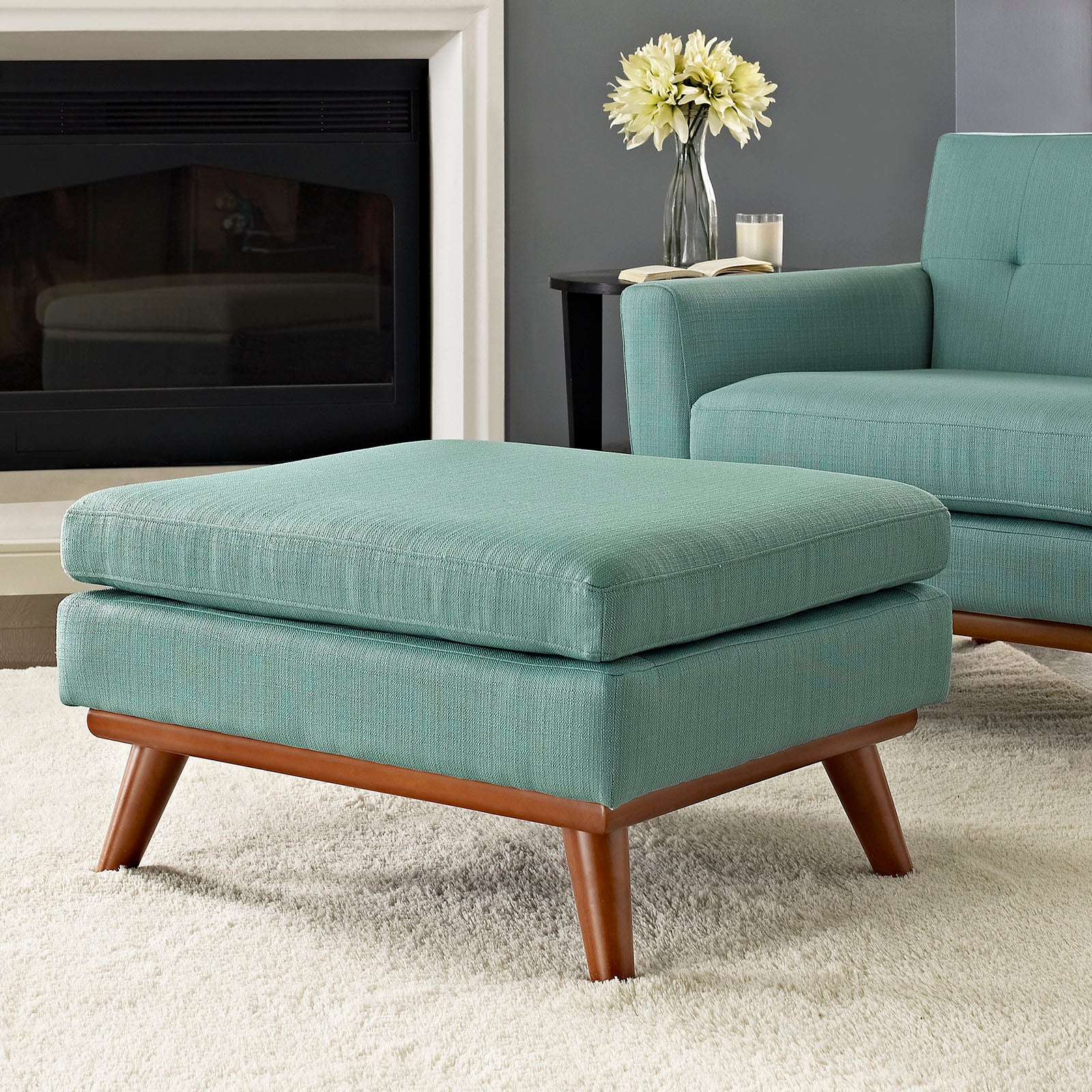 Modway Ottomans & Stools - Engage Upholstered Fabric Ottoman Laguna