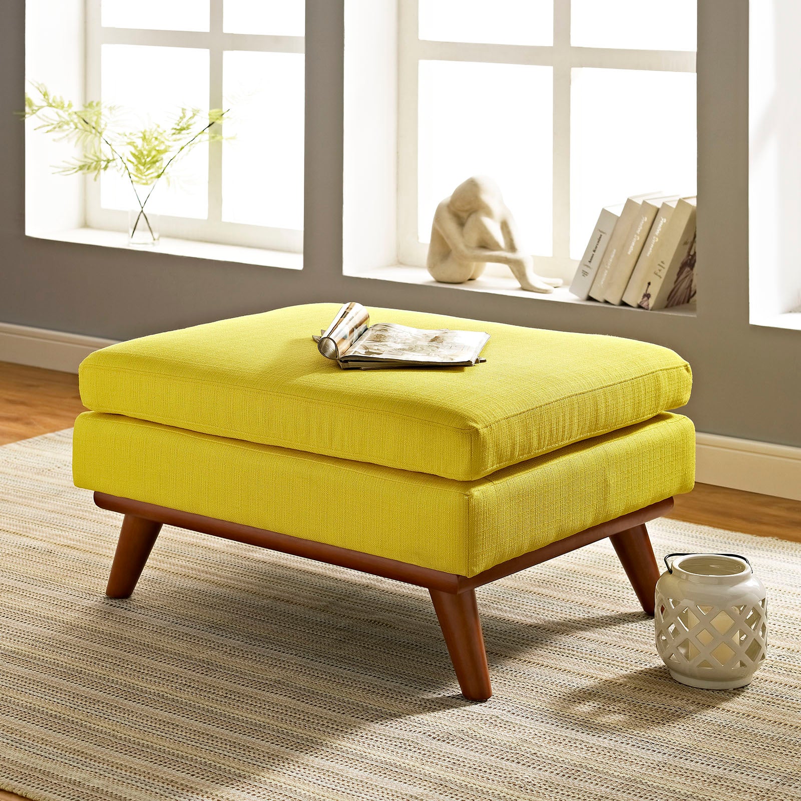 Modway Ottomans & Stools - Engage Upholstered Fabric Ottoman Sunny