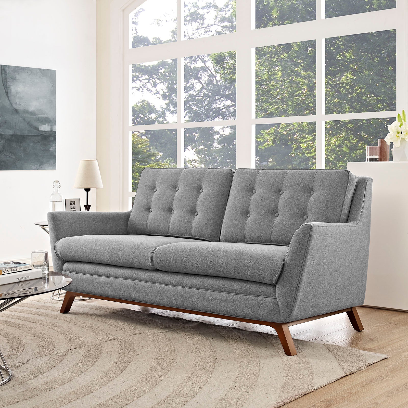 Modway Loveseats - Beguile Upholstered Fabric Loveseat Expectation Gray