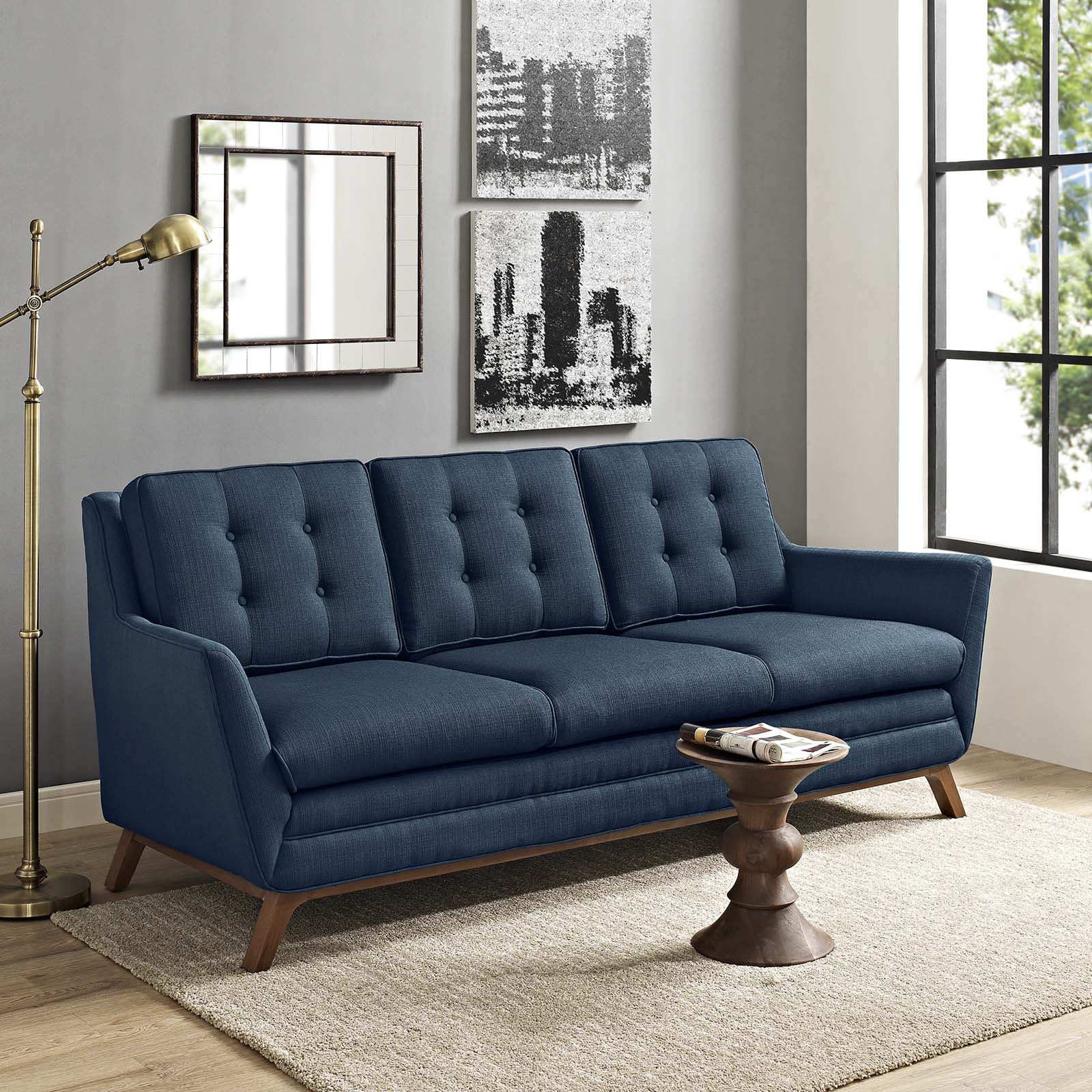 Modway Sofas & Couches - Beguile Upholstered Fabric Sofa Azure
