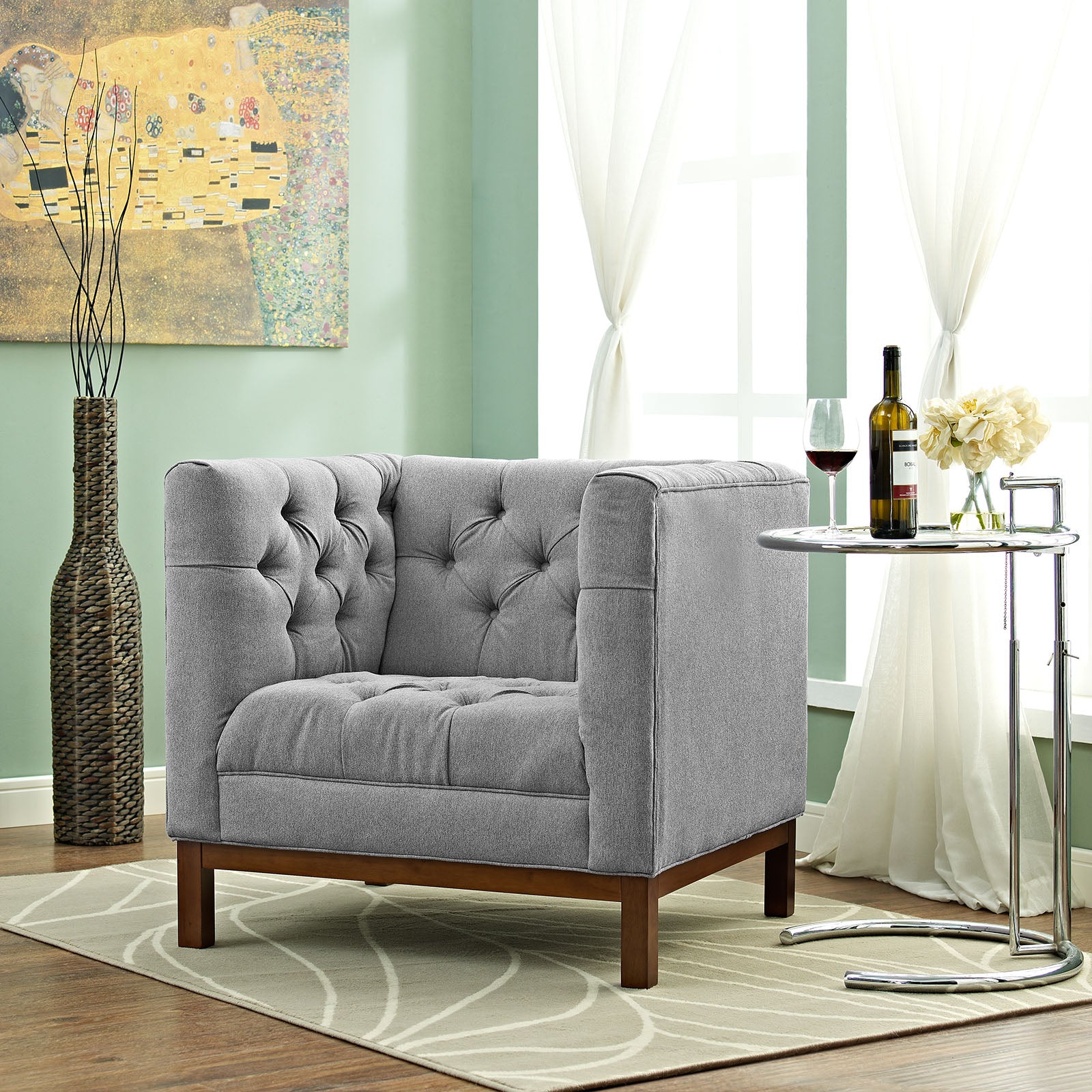 Panache Upholstered Fabric Armchair Expectation Gray
