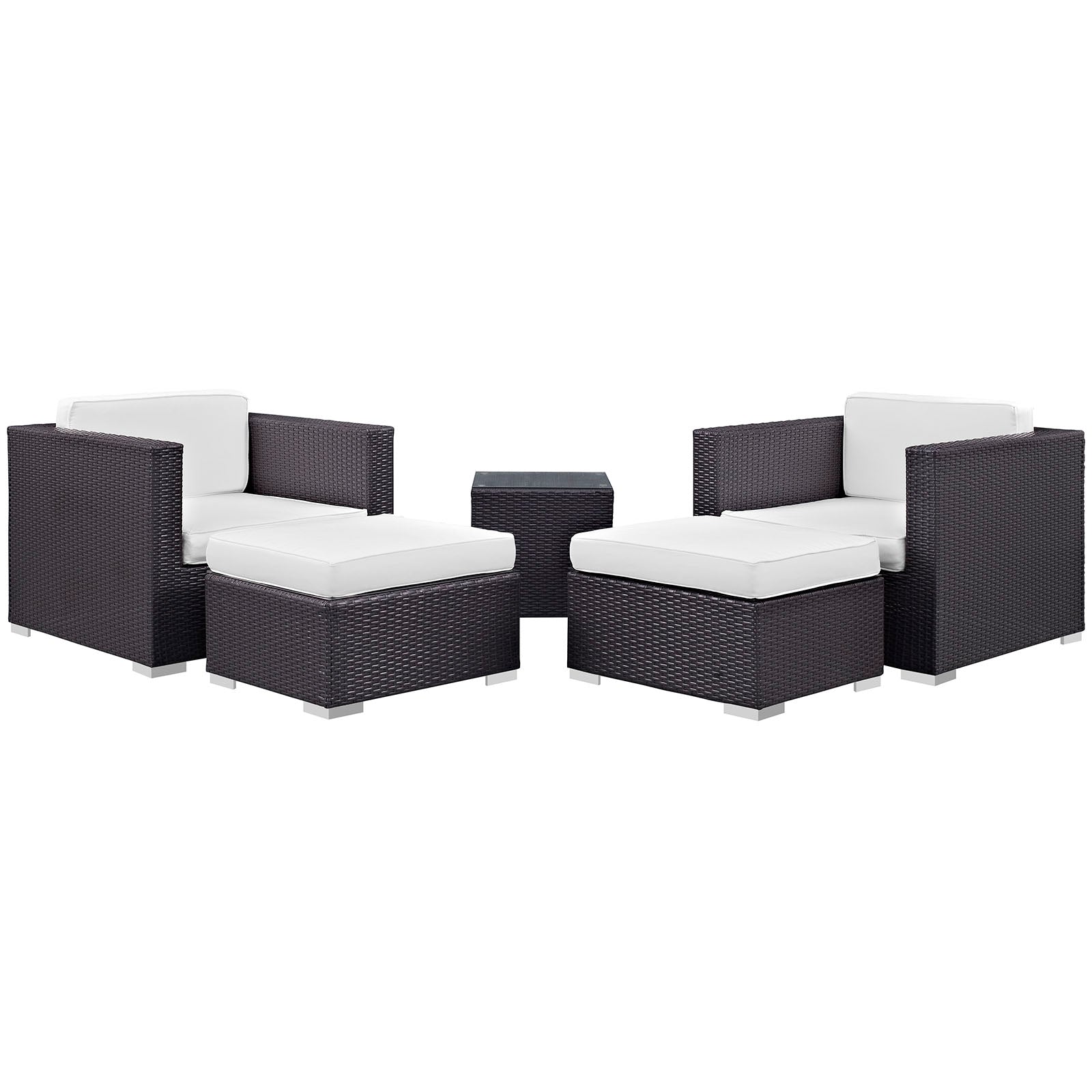 Modway Outdoor Conversation Sets - Convene 5 Piece Patio Sectional Set Espresso White