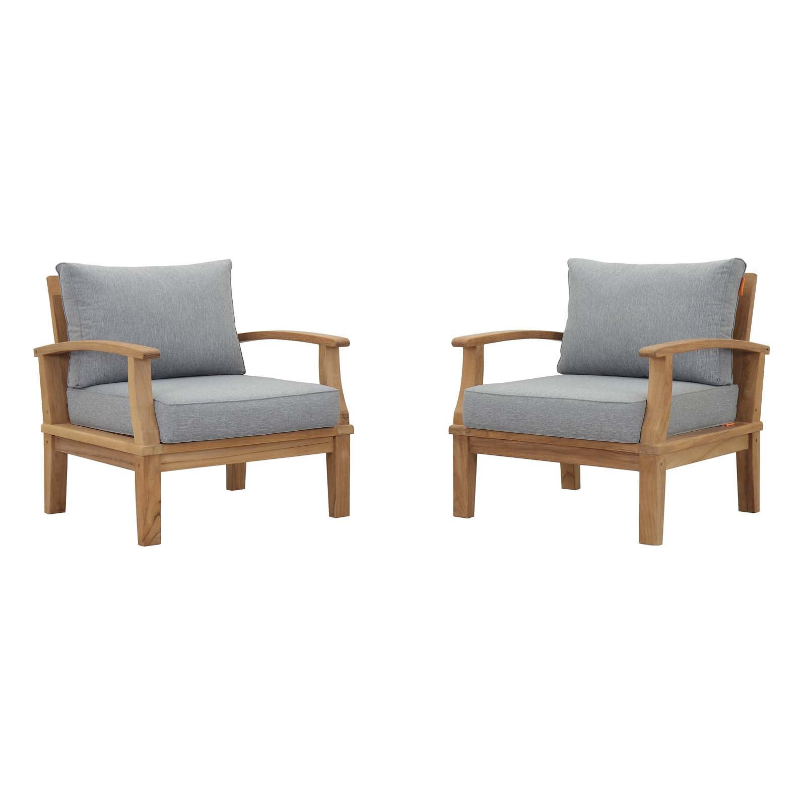 Modway Outdoor Conversation Sets - Marina 2 Piece Outdoor Teak Set Natural Gray