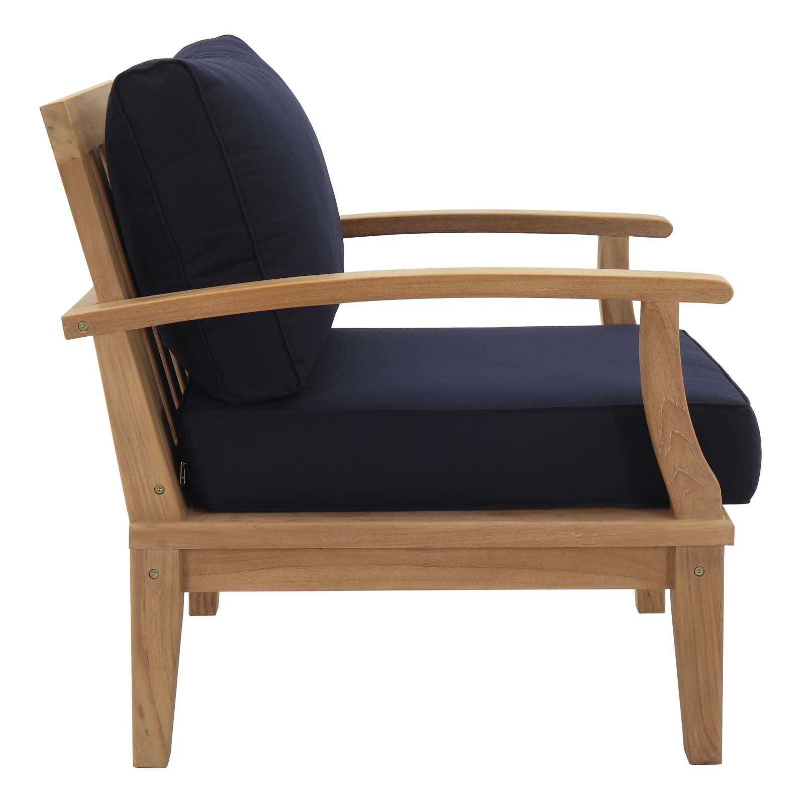 Modway Outdoor Chairs - Marina 2 Piece Outdoor 45"W Patio Teak Set Natural Navy