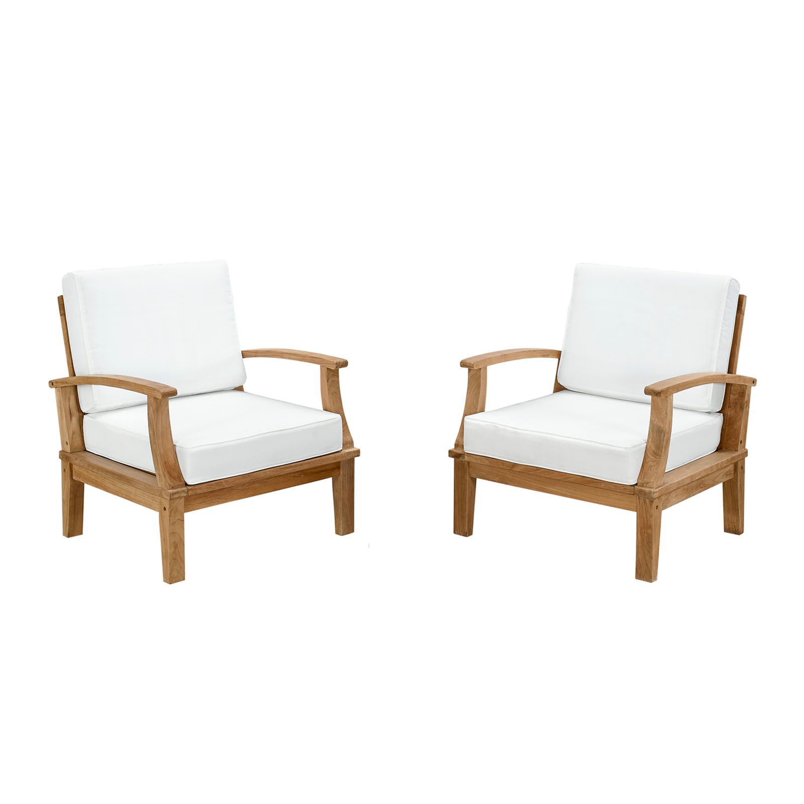 Modway Outdoor Chairs - Marina 2 Piece Outdoor 45"W Patio Teak Set Natural White