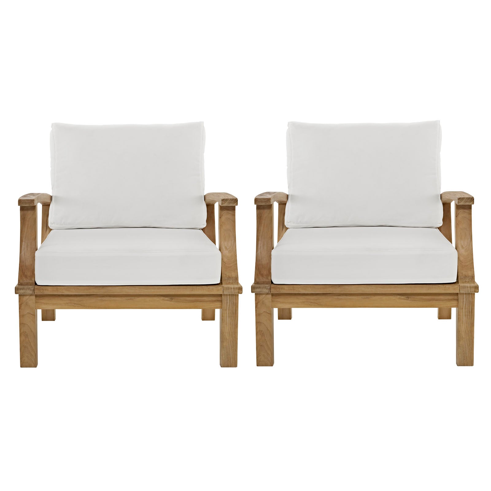 Modway Outdoor Chairs - Marina 2 Piece Outdoor 45"W Patio Teak Set Natural White