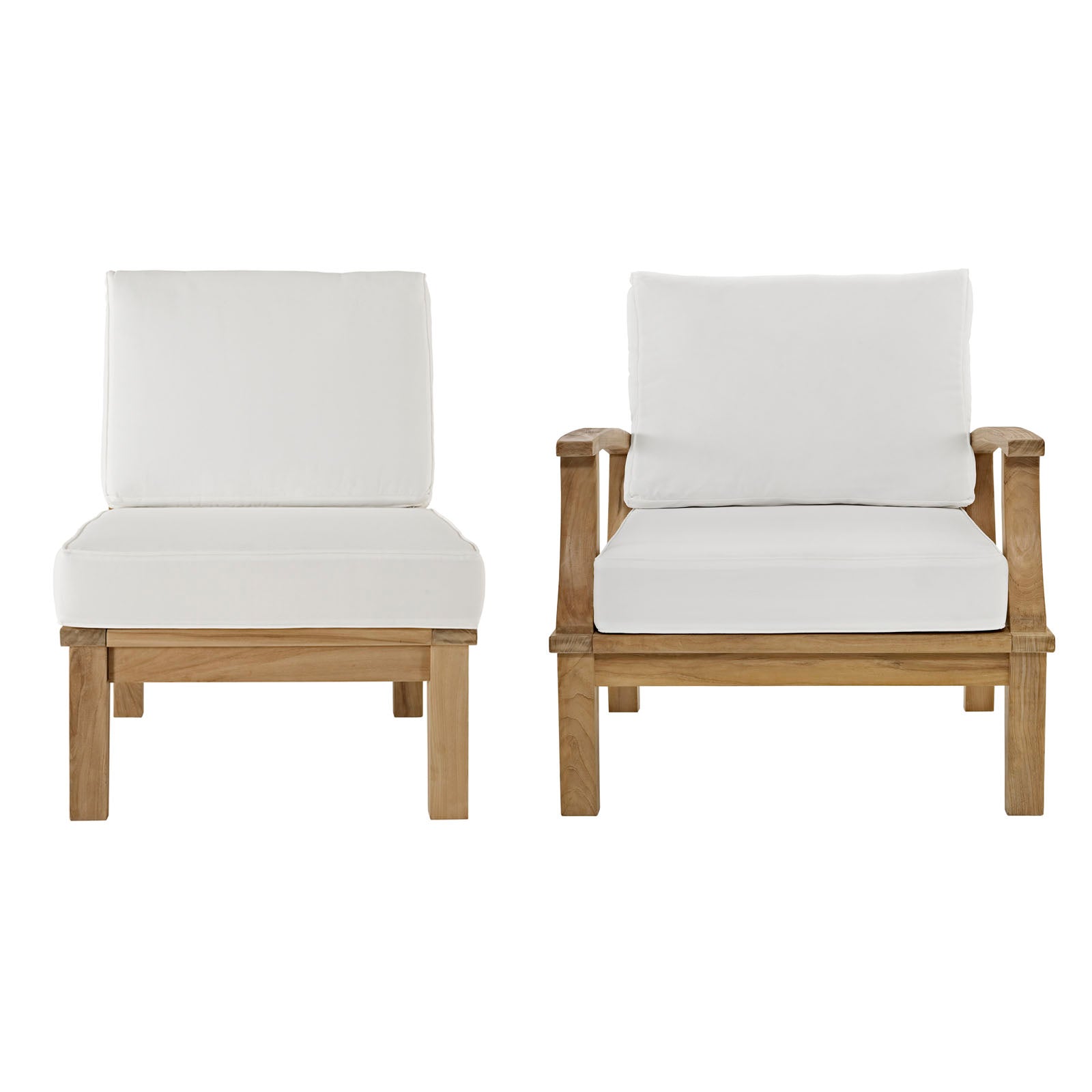 Modway Outdoor Chairs - Marina 2 Piece Outdoor 65"W Patio Teak Set Natural White