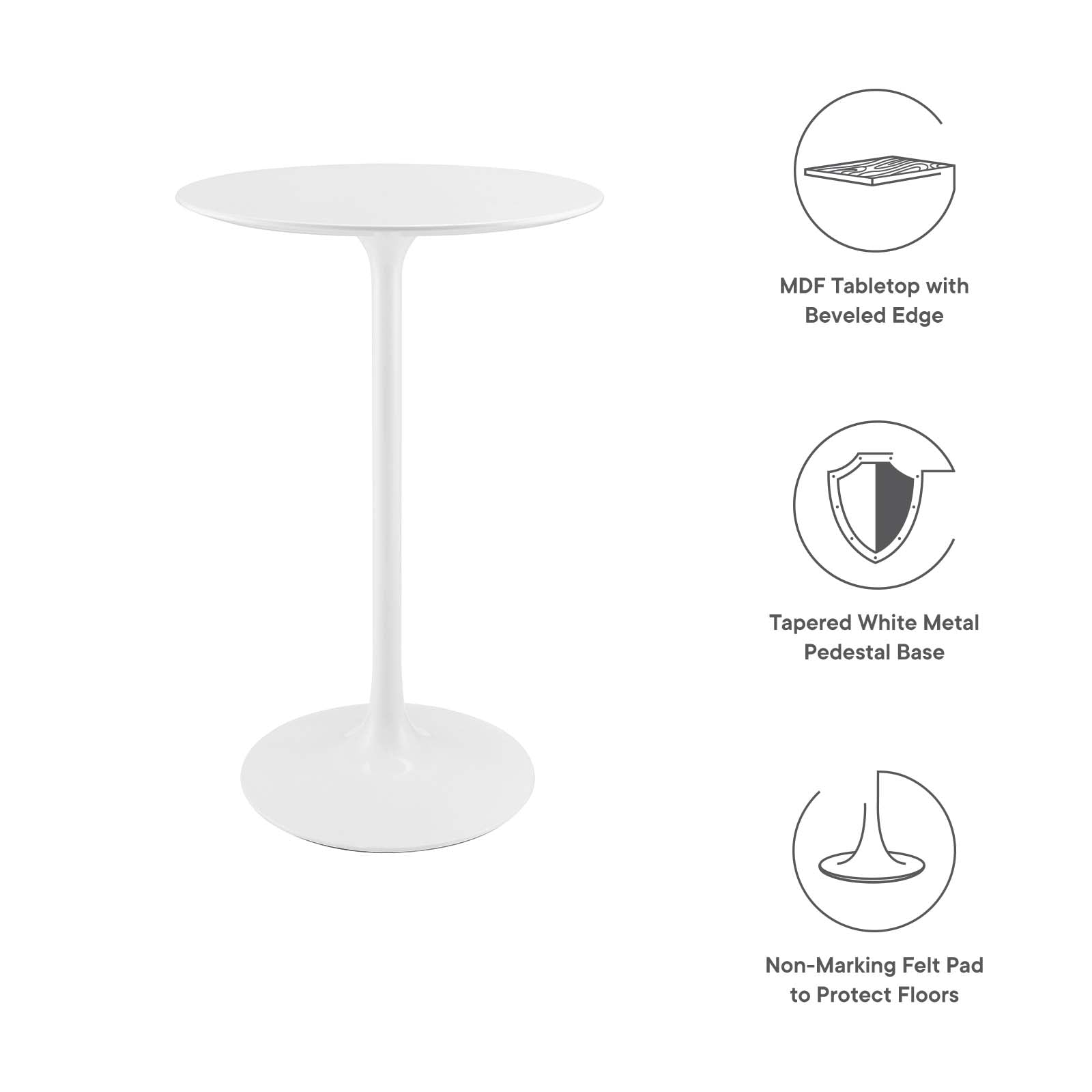 Modway Bar Tables - Lippa 28" Round Bar Table White