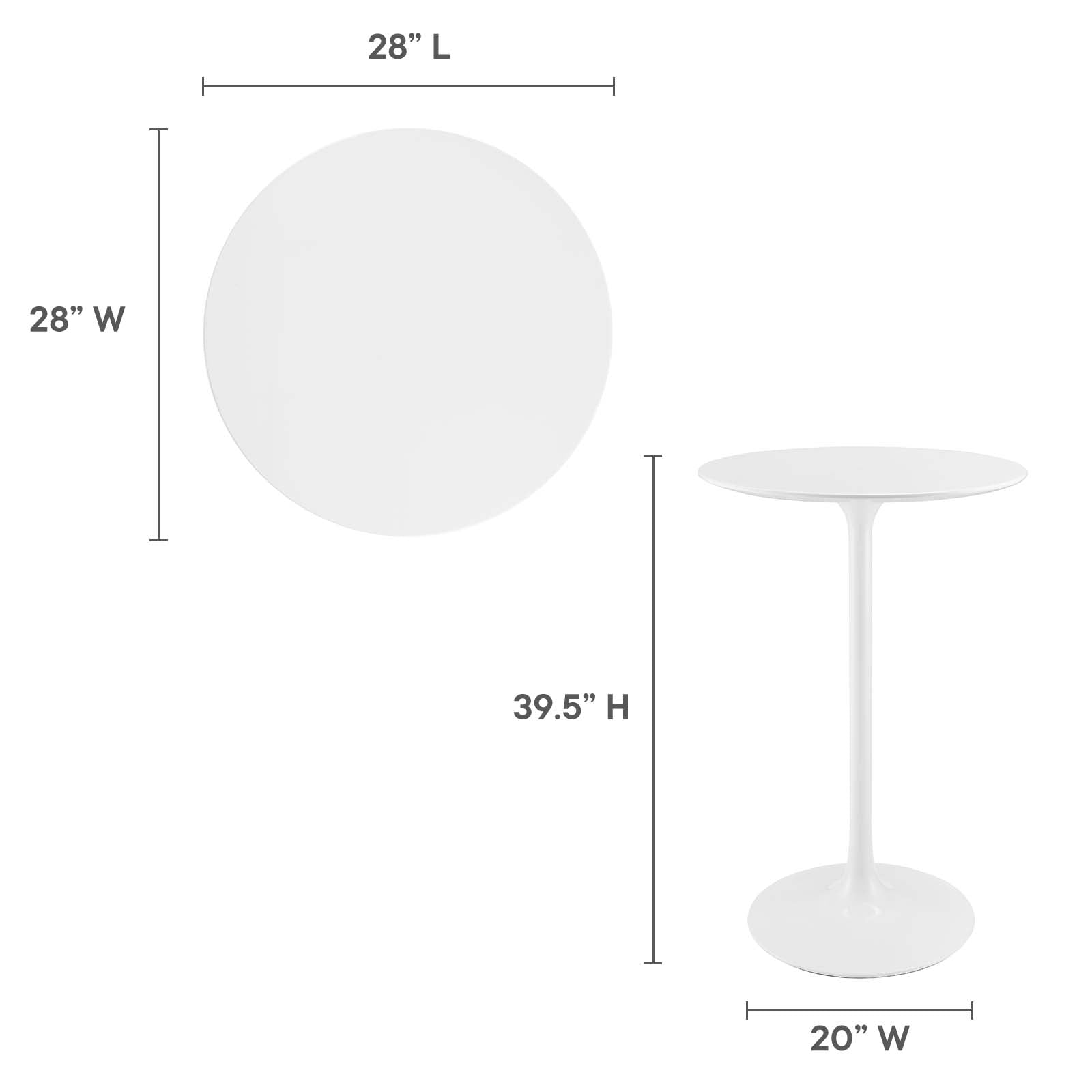 Modway Bar Tables - Lippa 28" Round Bar Table White