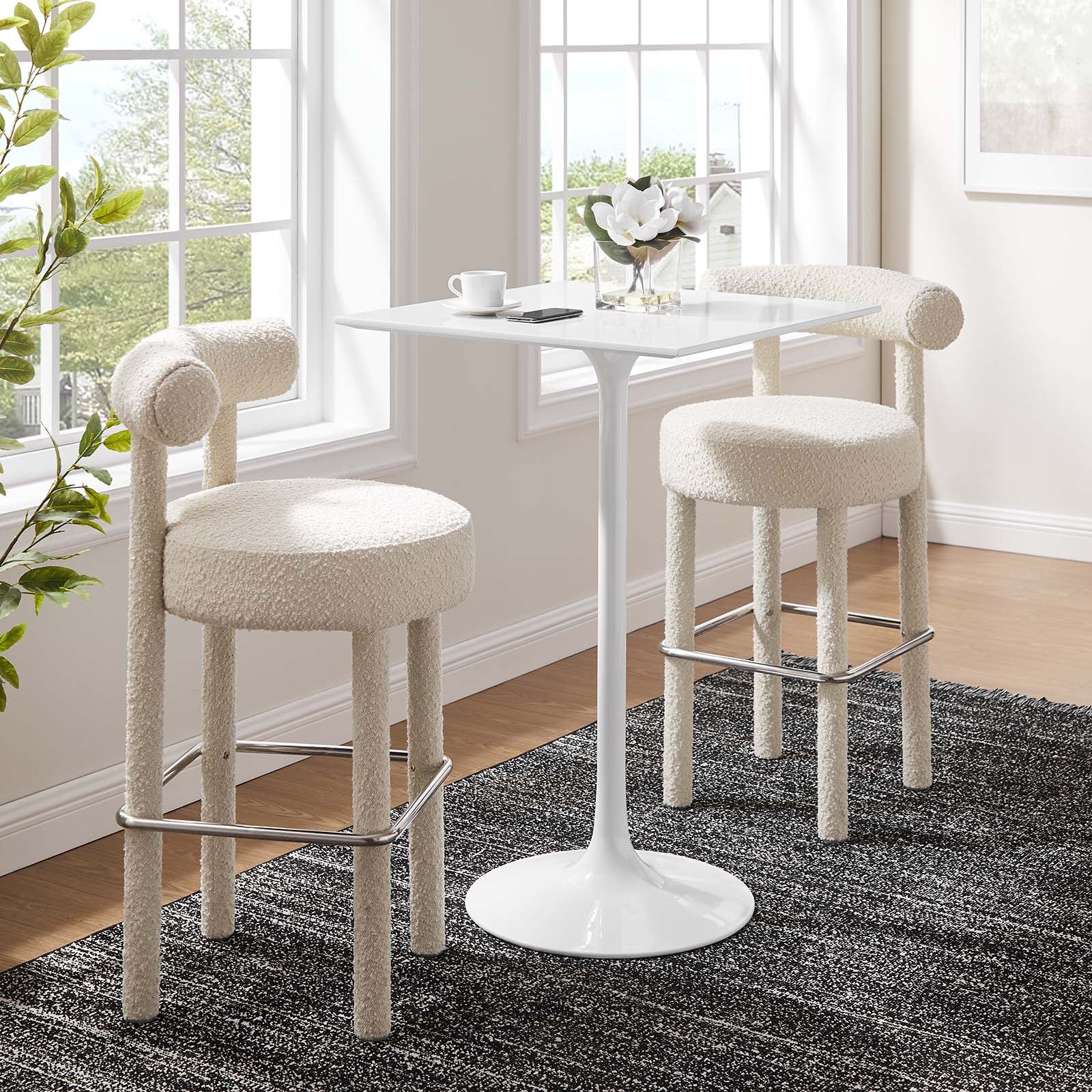 Modway Bar Tables - Lippa 28" Square Wood Top Bar Table White