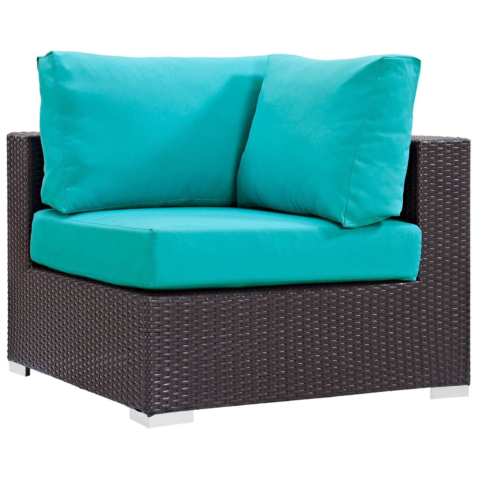 Modway Outdoor Chairs - Convene Outdoor Patio Corner Espresso Turquoise