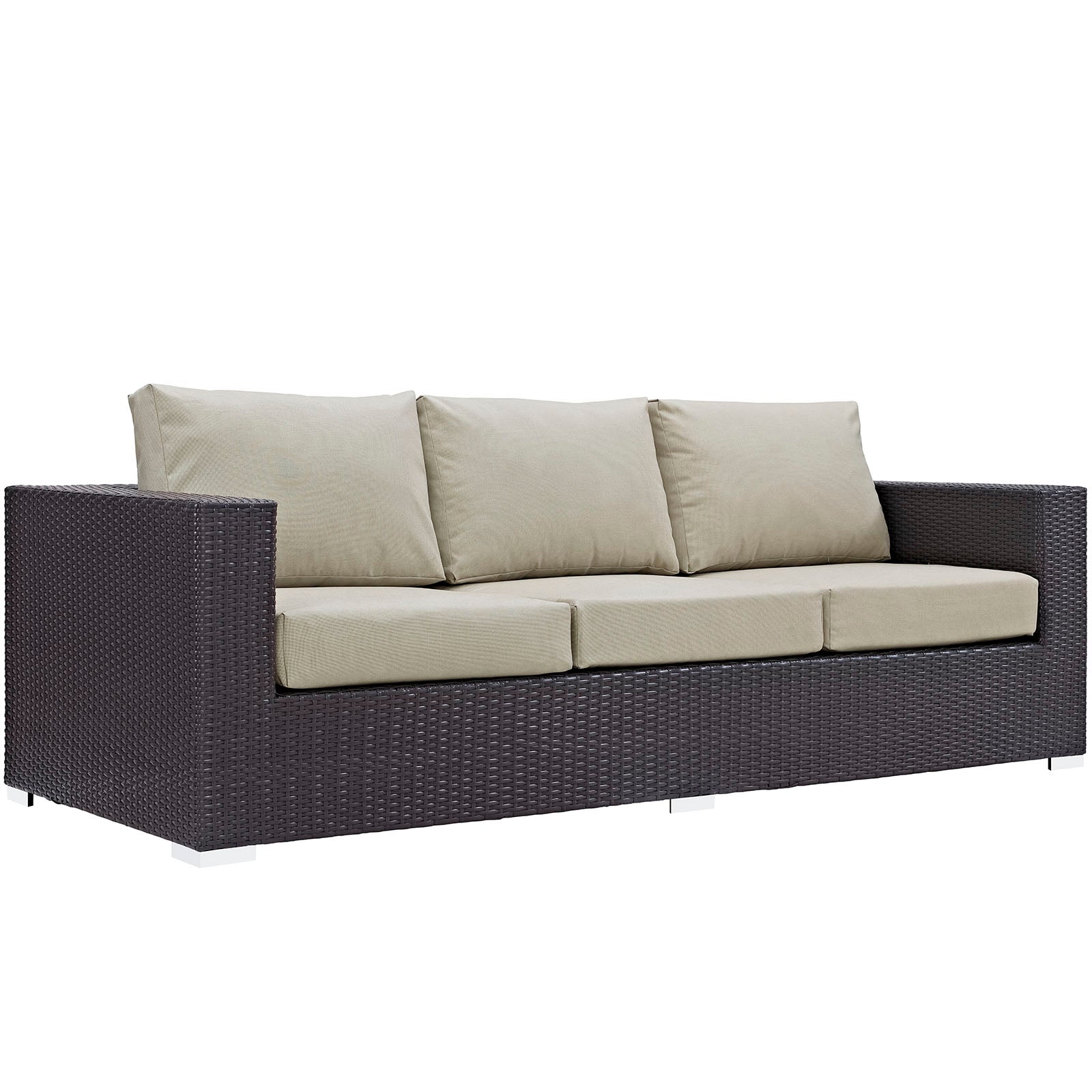 Modway Outdoor Sofas - Convene Outdoor Patio Sofa Espresso & Beige