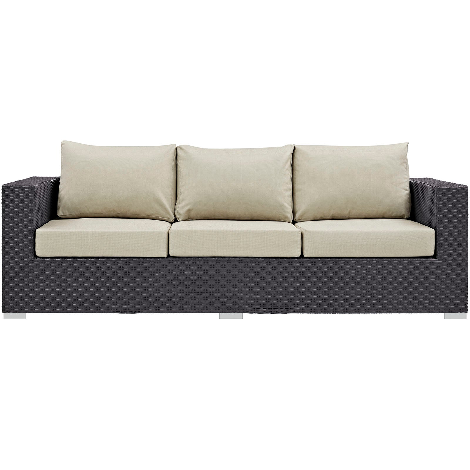Modway Outdoor Sofas - Convene Outdoor Patio Sofa Espresso & Beige