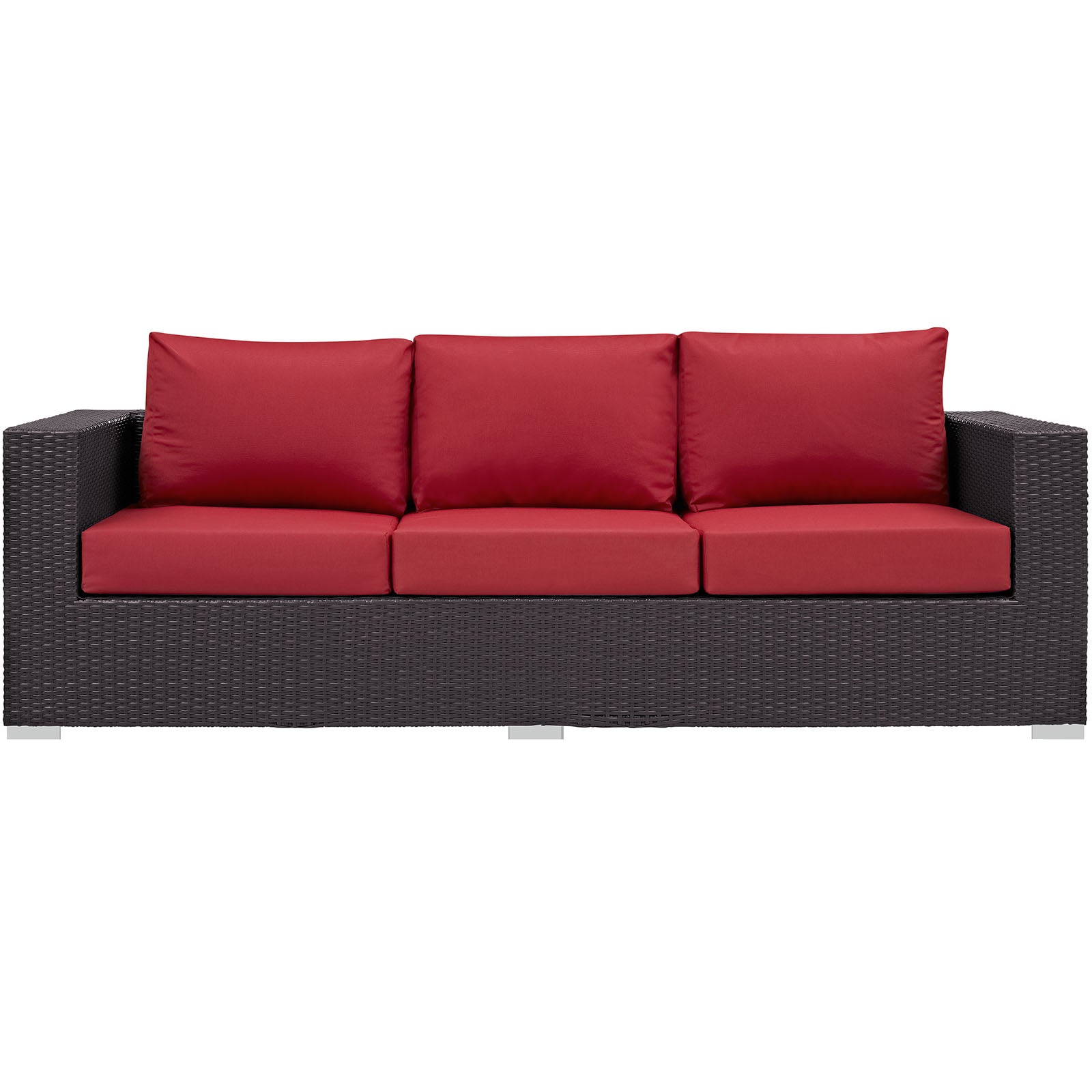 Modway Outdoor Sofas - Convene Outdoor Patio Sofa Espresso Red