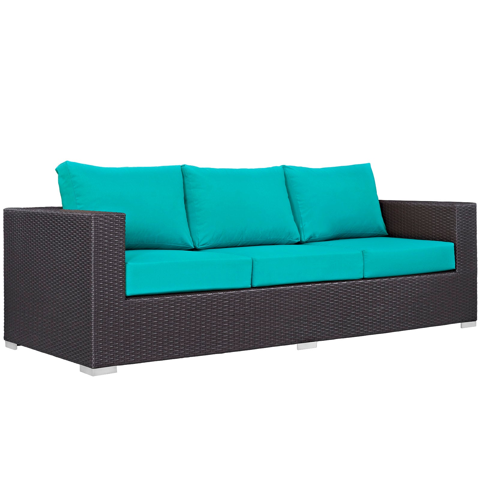 Modway Outdoor Sofas - Convene Outdoor Patio Sofa Espresso Turquoise