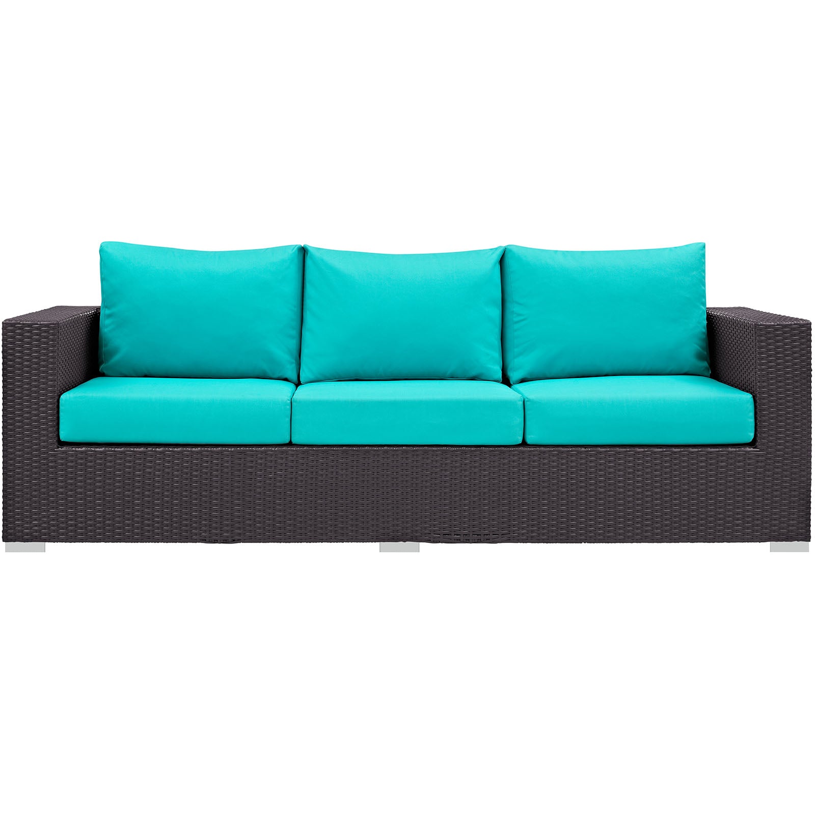 Modway Outdoor Sofas - Convene Outdoor Patio Sofa Espresso Turquoise