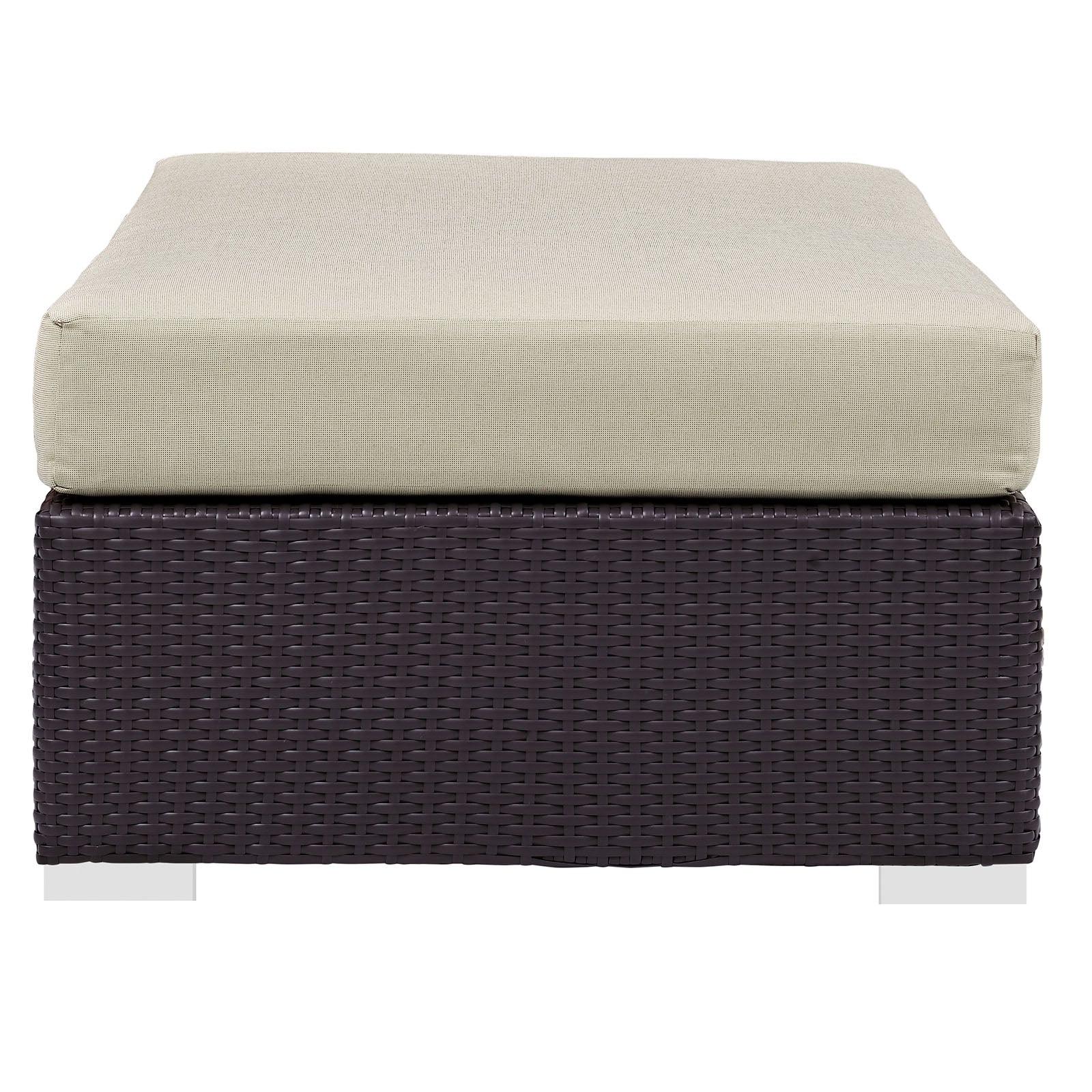 Modway Outdoor Ottomans - Convene Outdoor Patio Fabric Rectangle Ottoman Espresso Beige