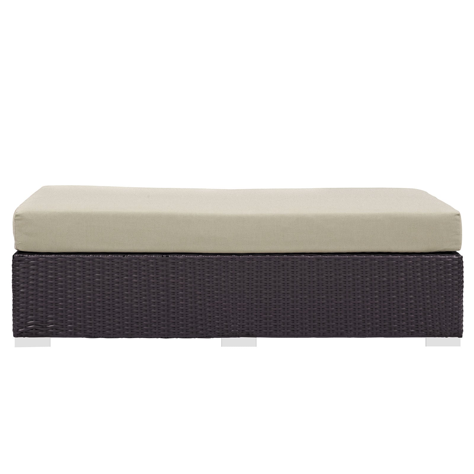 Modway Outdoor Ottomans - Convene Outdoor Patio Fabric Rectangle Ottoman Espresso Beige