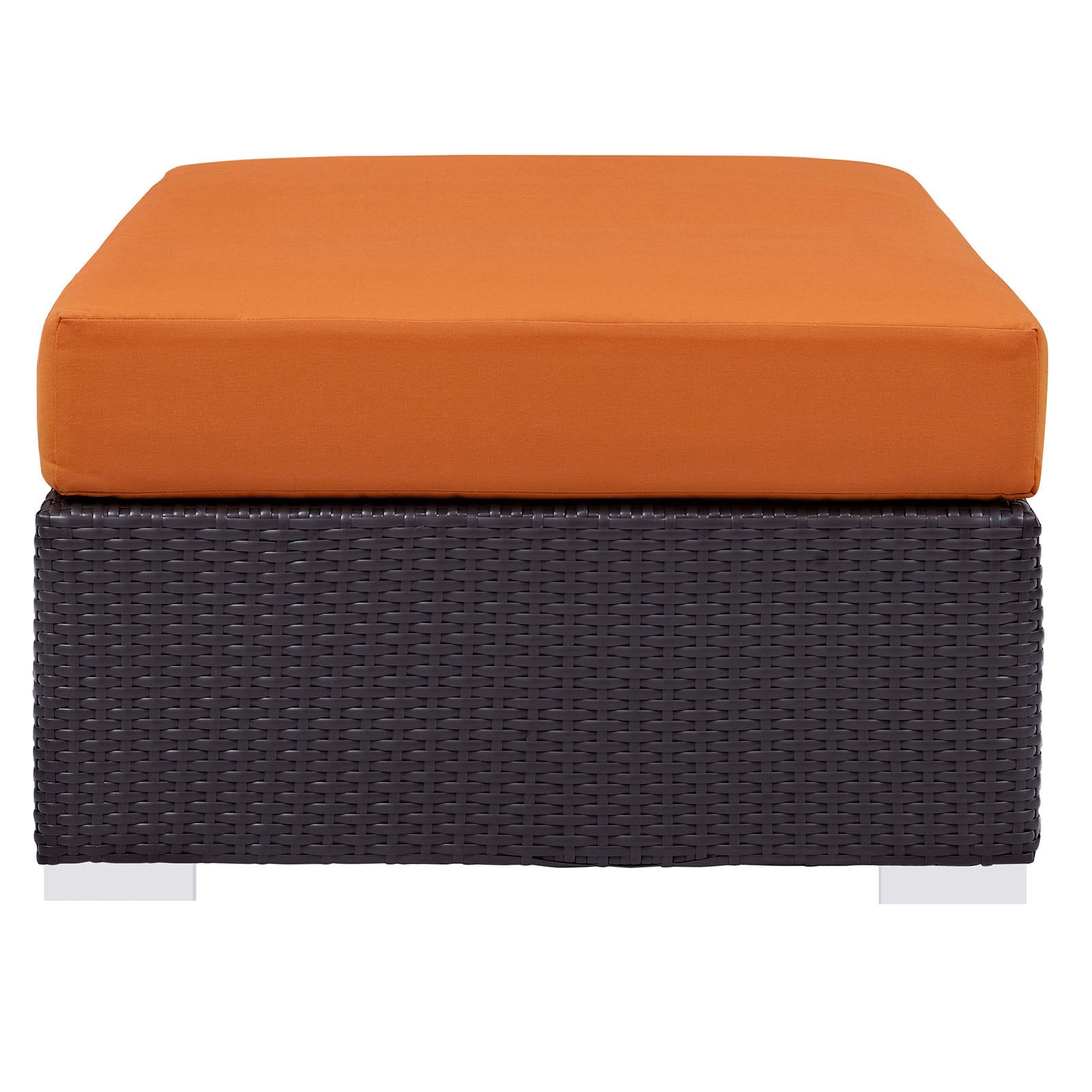 Modway Outdoor Ottomans - Convene Outdoor Patio Fabric Rectangle Ottoman Espresso Orange