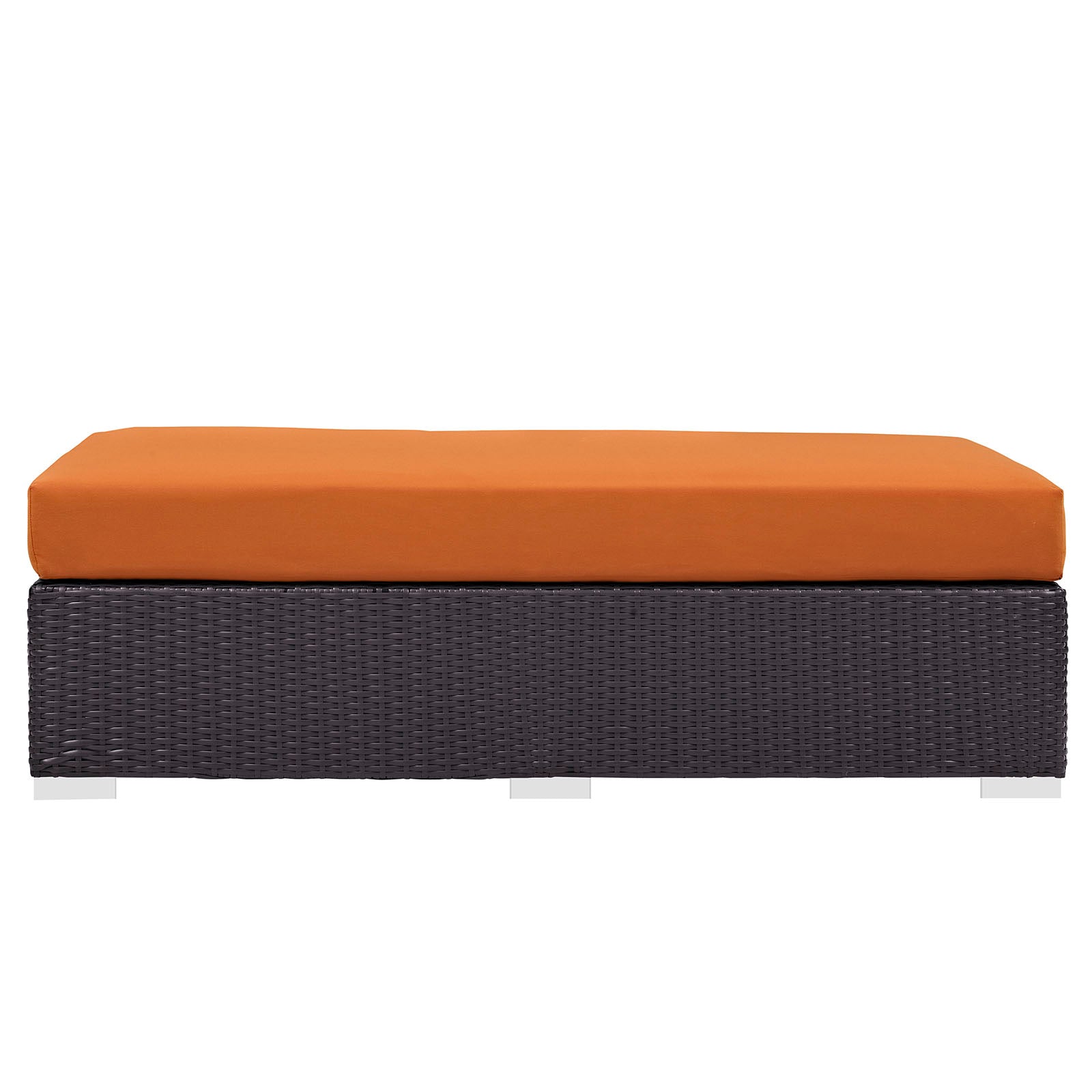 Modway Outdoor Ottomans - Convene Outdoor Patio Fabric Rectangle Ottoman Espresso Orange
