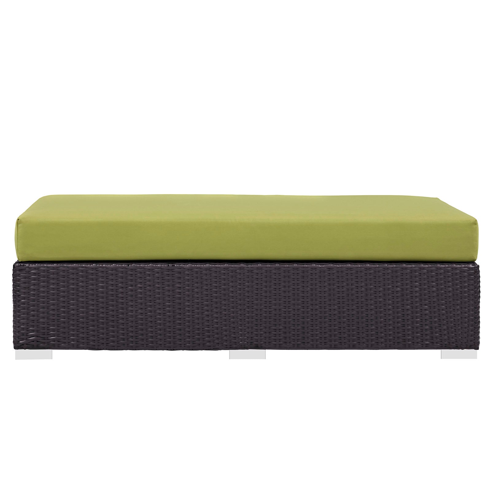 Modway Outdoor Ottomans - Convene Outdoor Patio Fabric Rectangle Ottoman Espresso Peridot