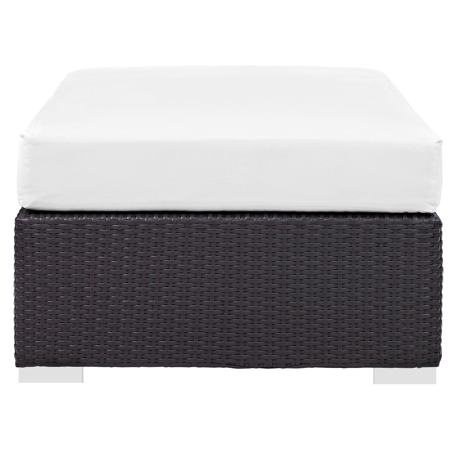 Modway Outdoor Ottomans - Convene Outdoor Patio Fabric Rectangle Ottoman Espresso White