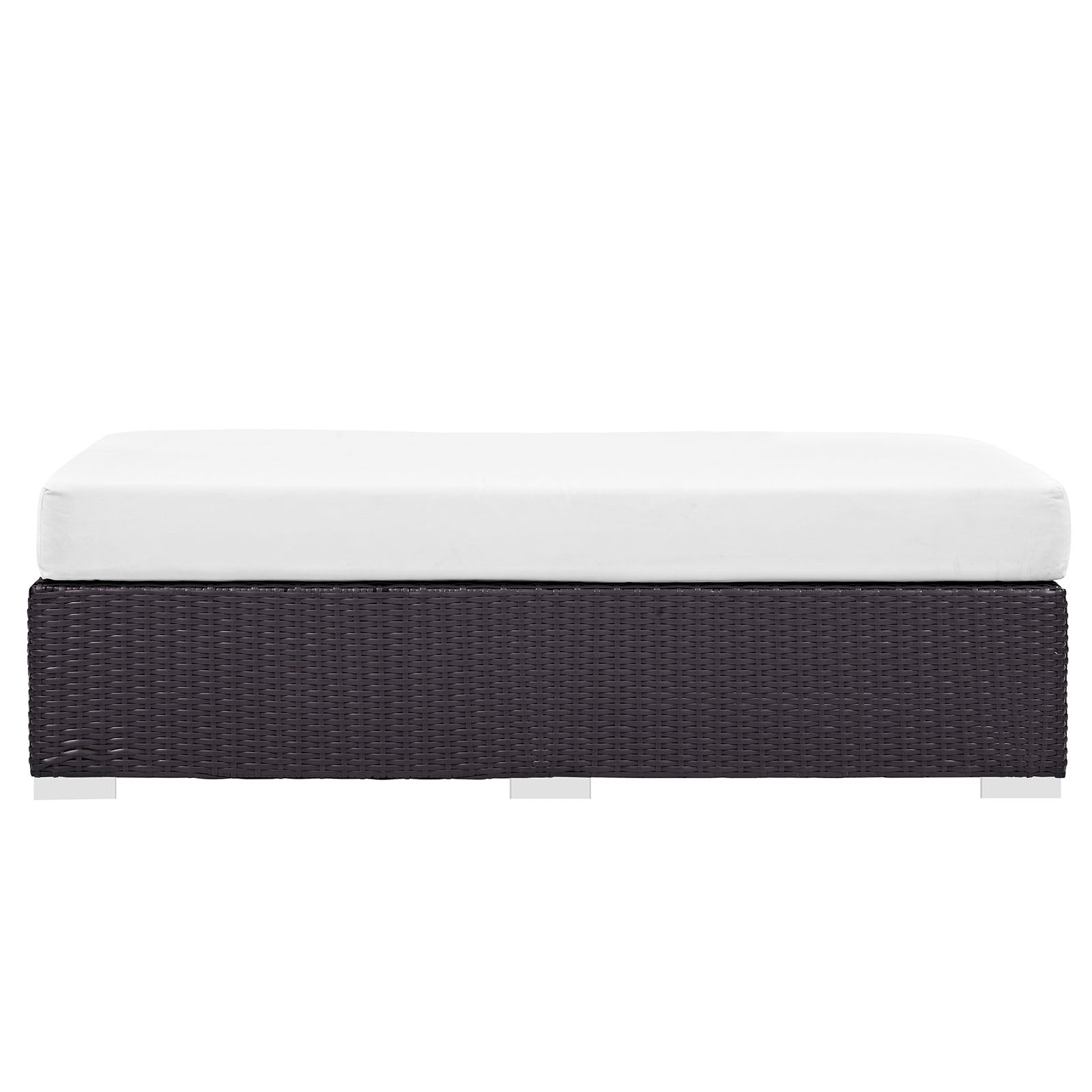 Modway Outdoor Ottomans - Convene Outdoor Patio Fabric Rectangle Ottoman Espresso White