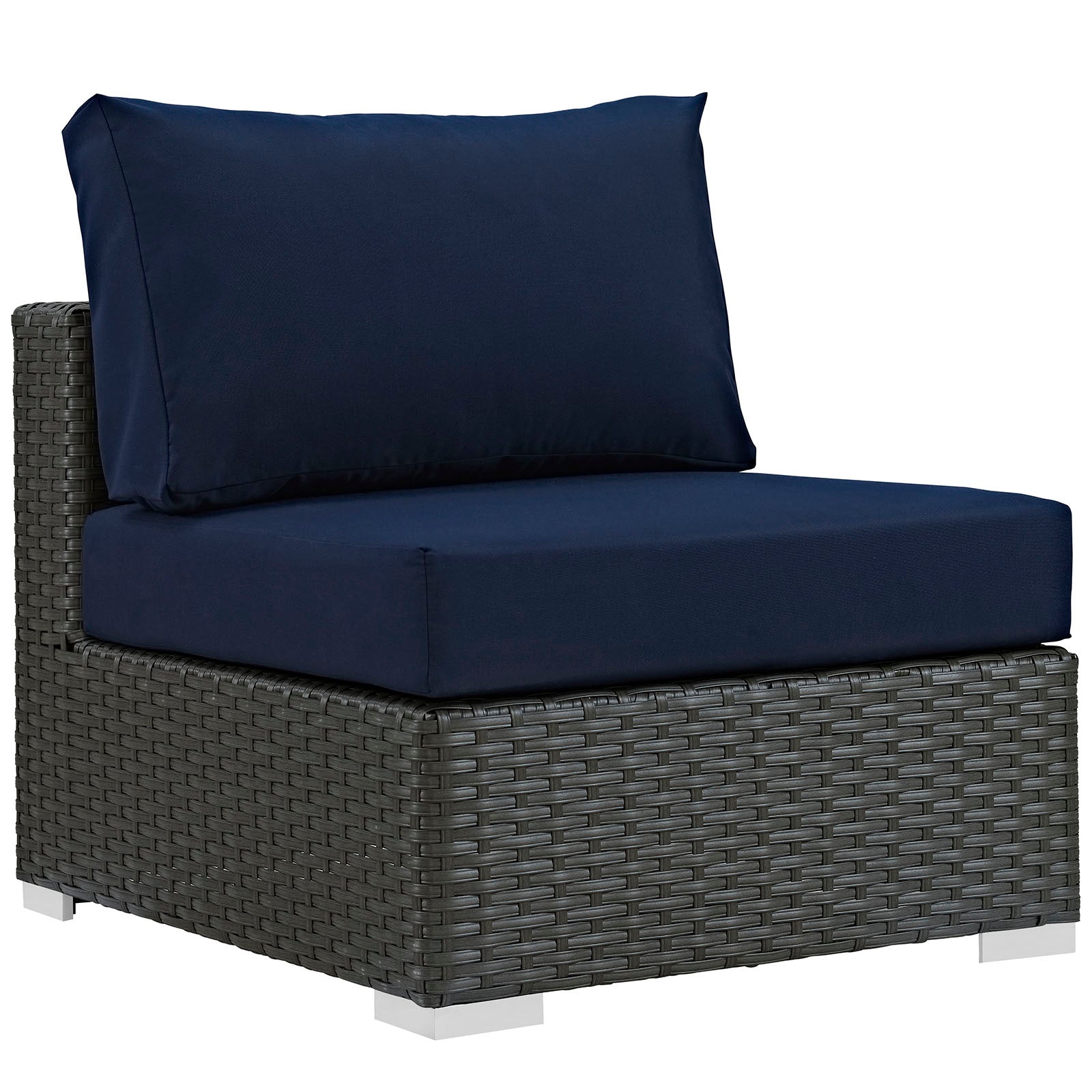 Modway Outdoor Chairs - Sojourn Outdoor Armless Chair Canvas Navy