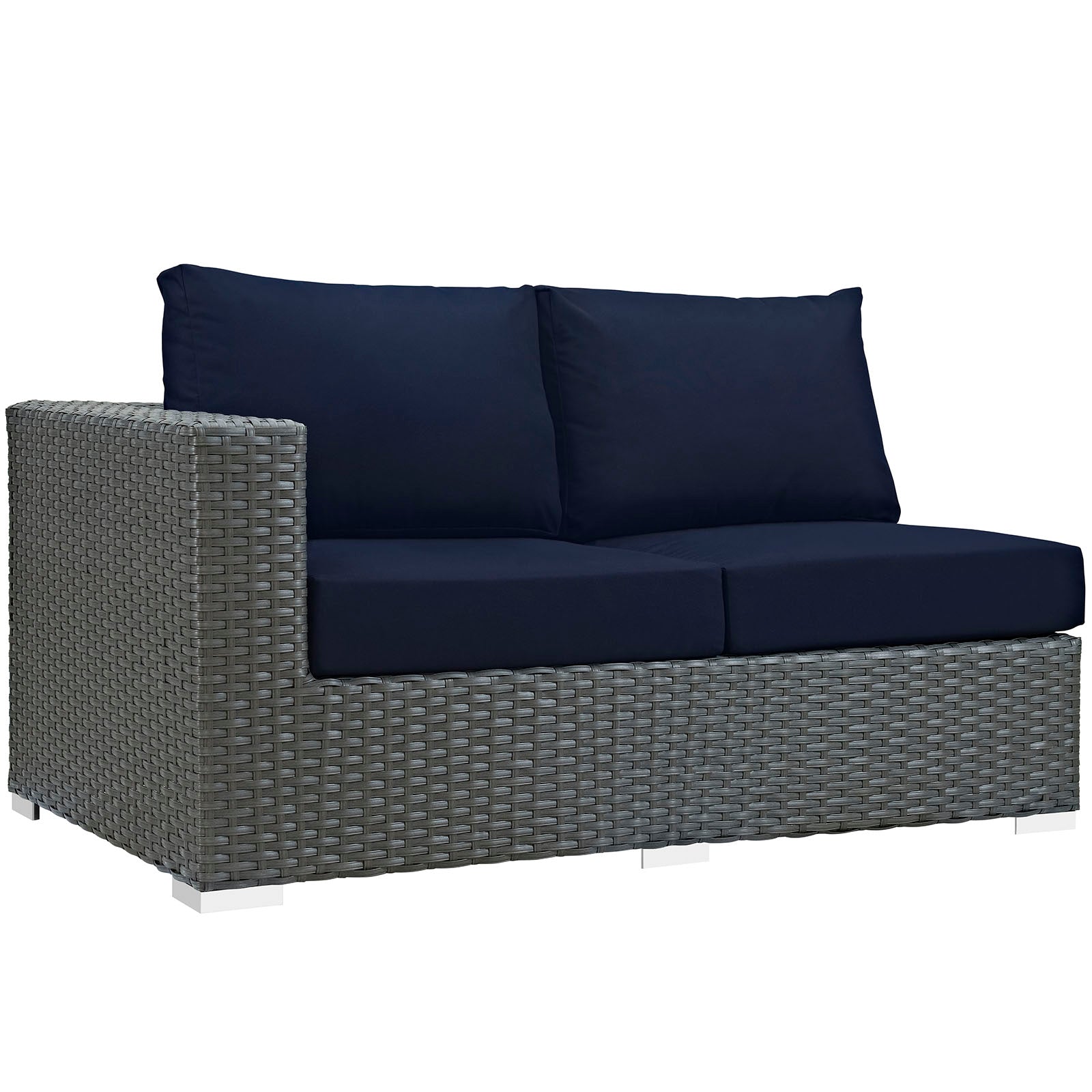 Modway Outdoor Sofas - Sojourn Outdoor Patio Sunbrella Left Arm Loveseat Canvas Navy