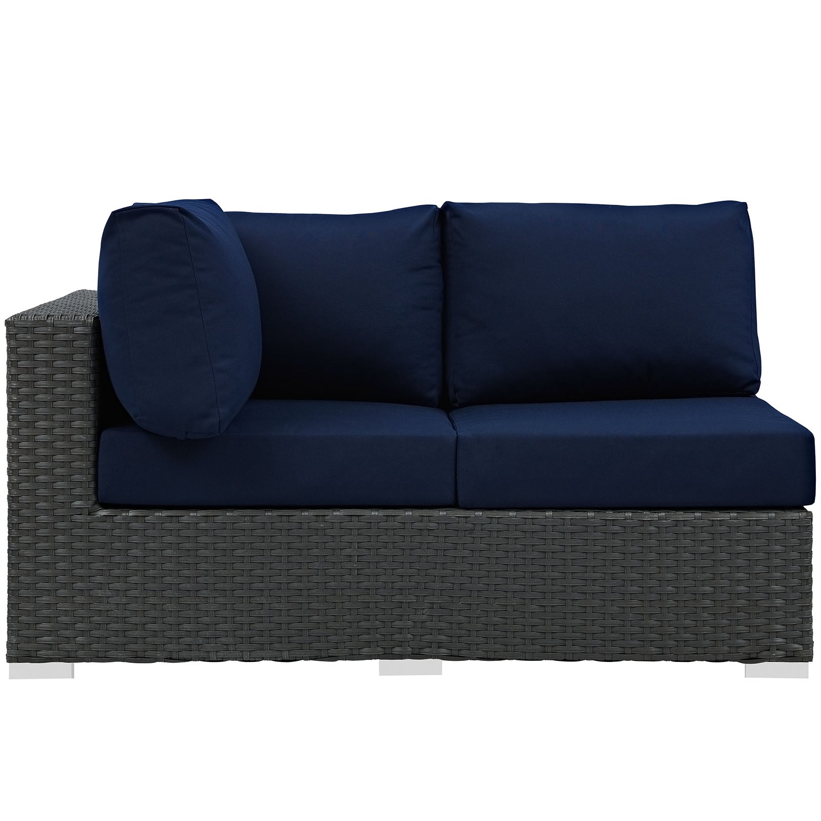 Modway Outdoor Sofas - Sojourn Outdoor Patio Sunbrella Left Arm Loveseat Canvas Navy