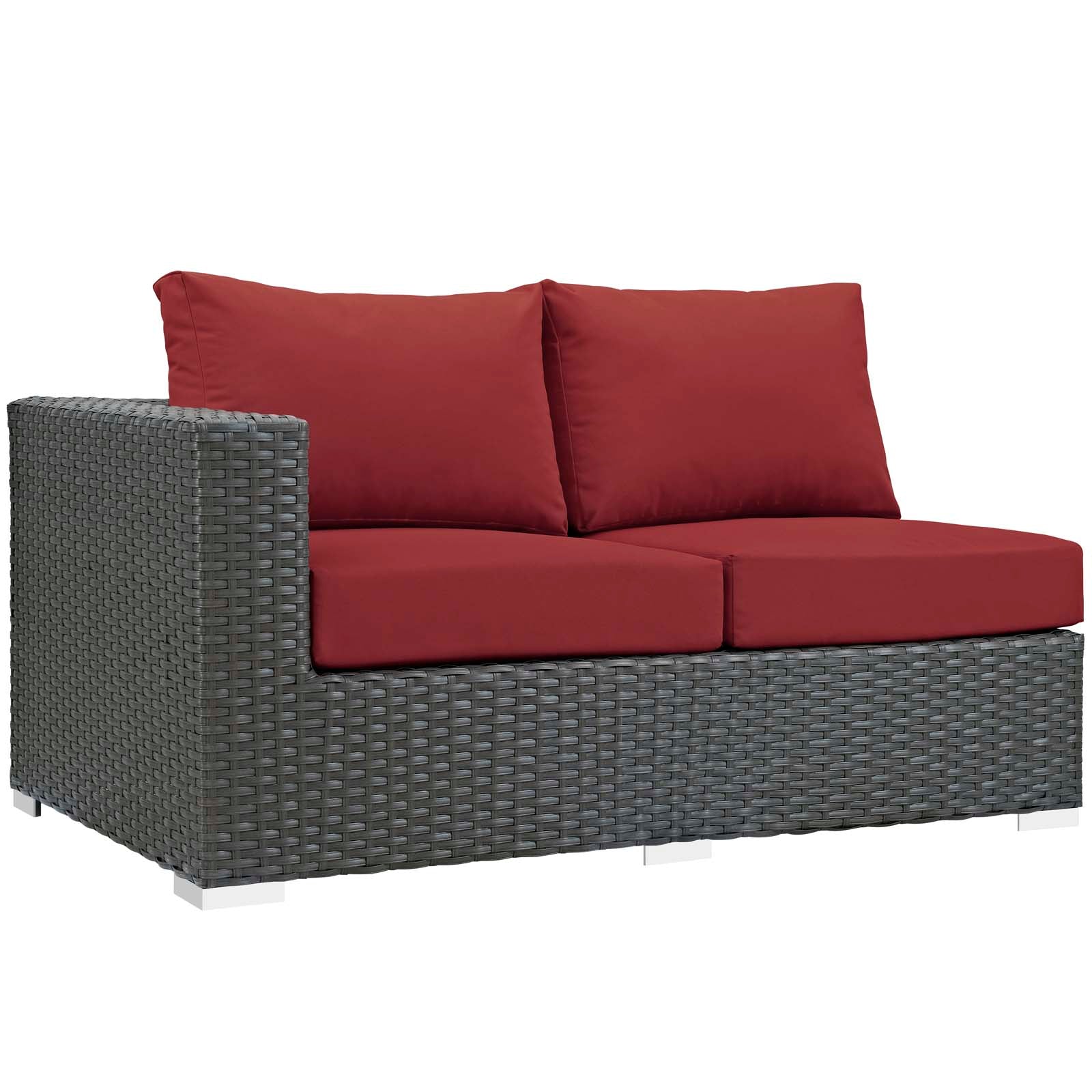 Modway Outdoor Sofas - Sojourn Outdoor Patio Sunbrella Left Arm Loveseat Canvas Red
