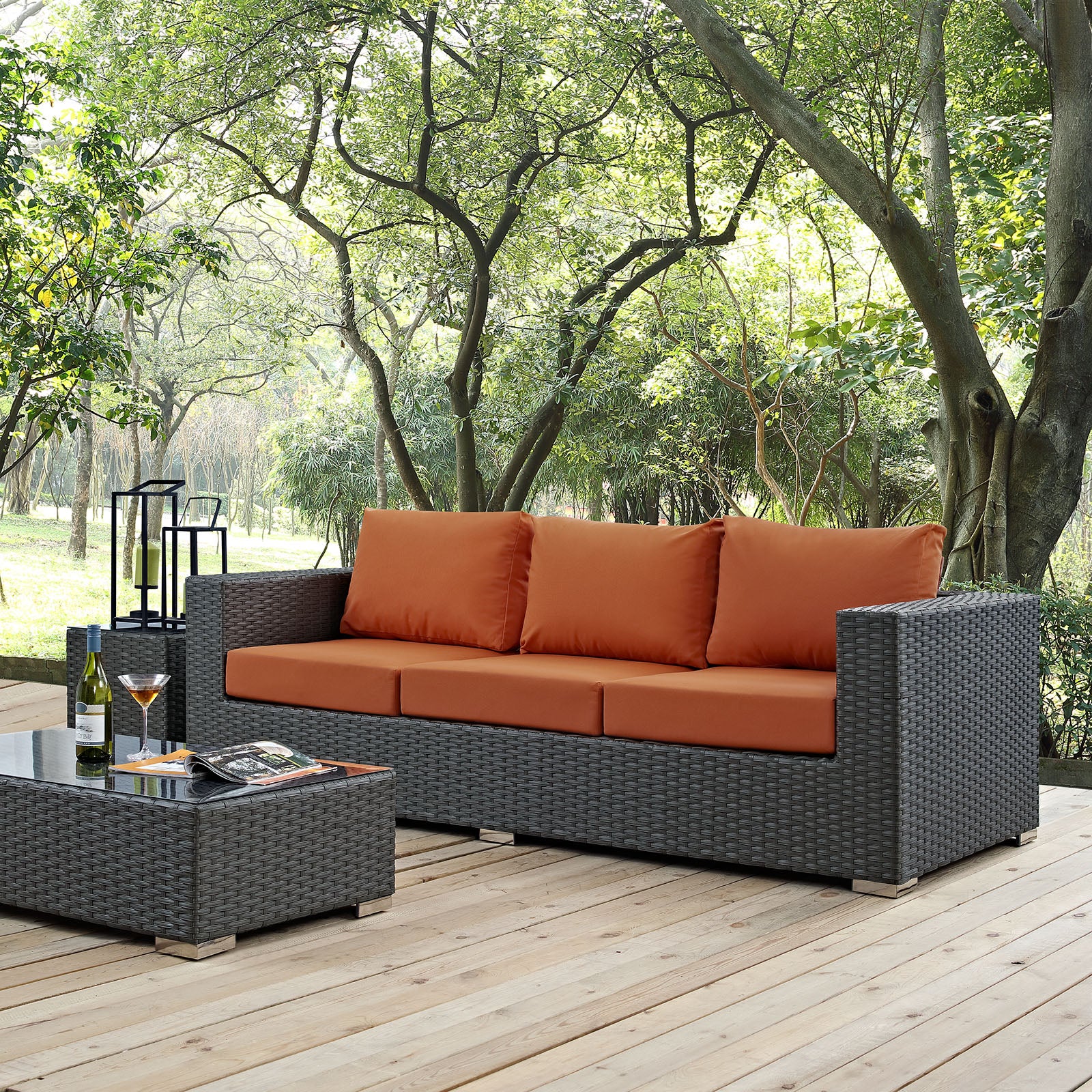 Modway Outdoor Sofas - Sojourn Outdoor Patio Sunbrella Sofa Canvas Tuscan