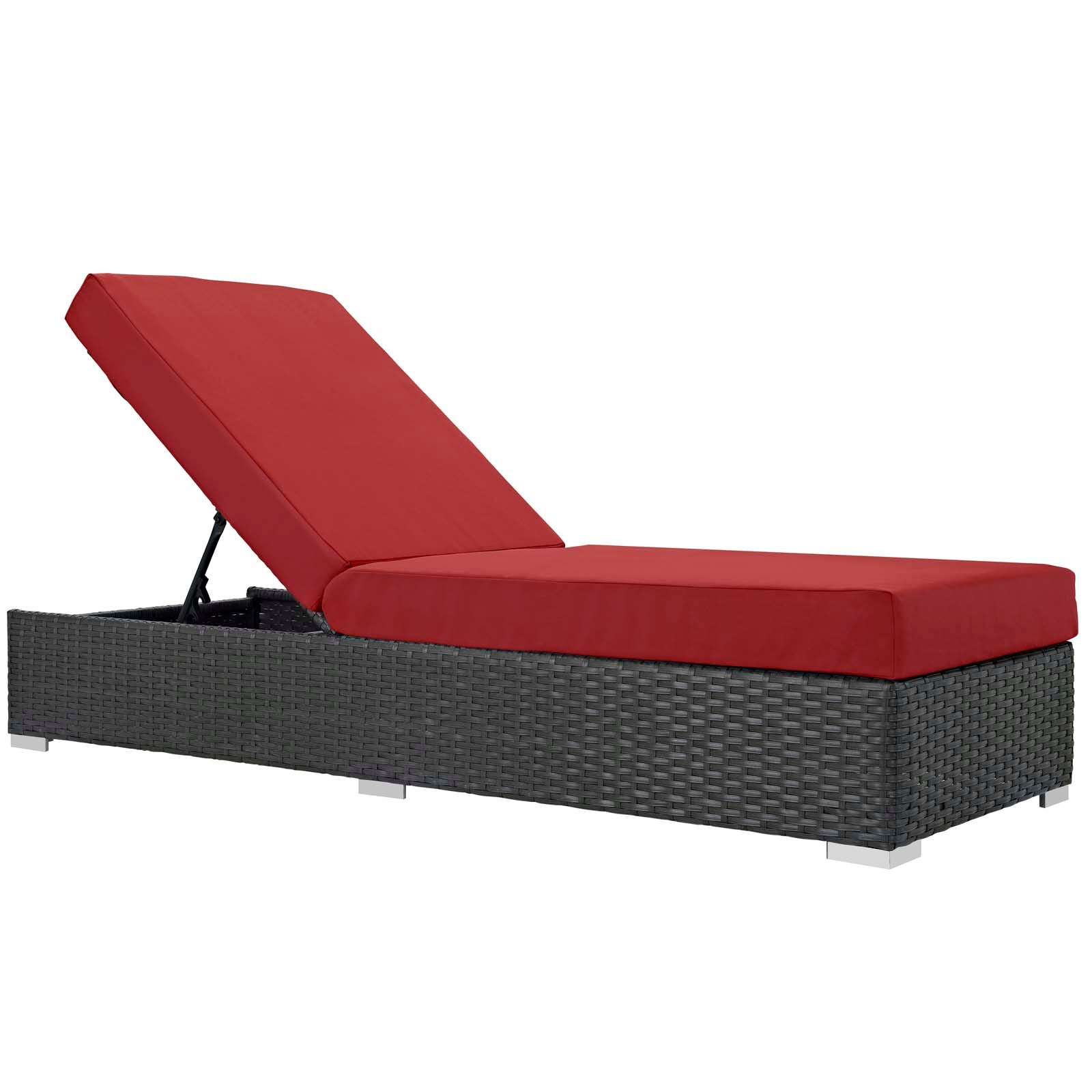 Modway Outdoor Loungers - Sojourn Outdoor Patio Sunbrella Chaise Lounge Canvas Red