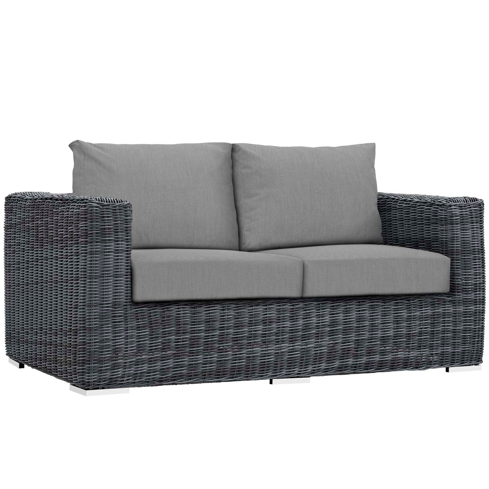 Modway Outdoor Sofas - Summon Outdoor Patio Sunbrella Loveseat Canvas Gray