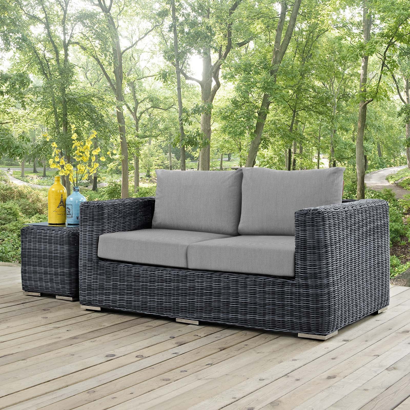 Modway Outdoor Sofas - Summon Outdoor Patio Sunbrella Loveseat Canvas Gray