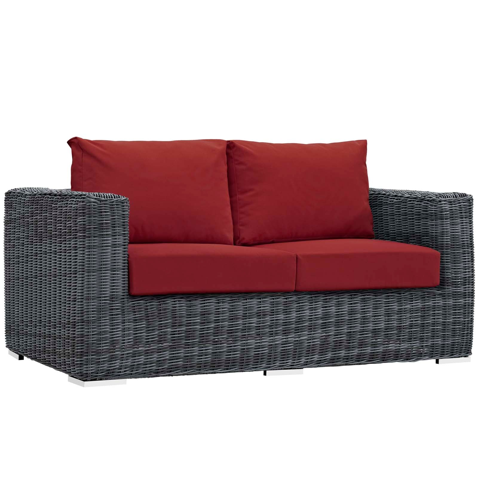 Modway Outdoor Sofas - Summon Outdoor Patio Sunbrella Loveseat Canvas Red